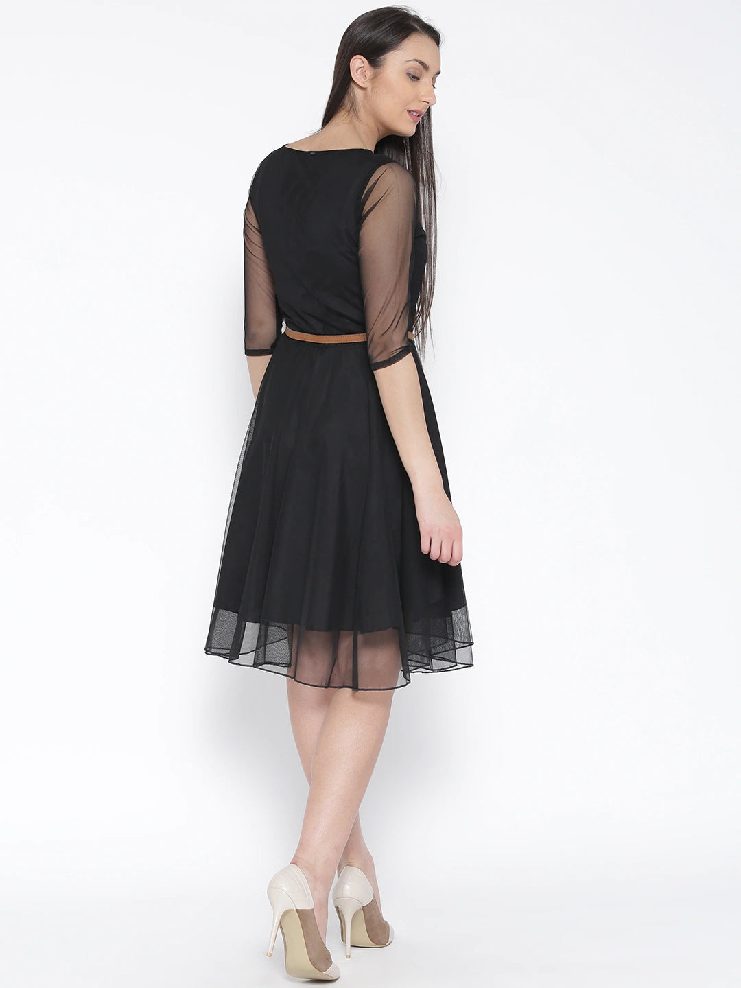 Women Black Solid Fit & Flare Dress