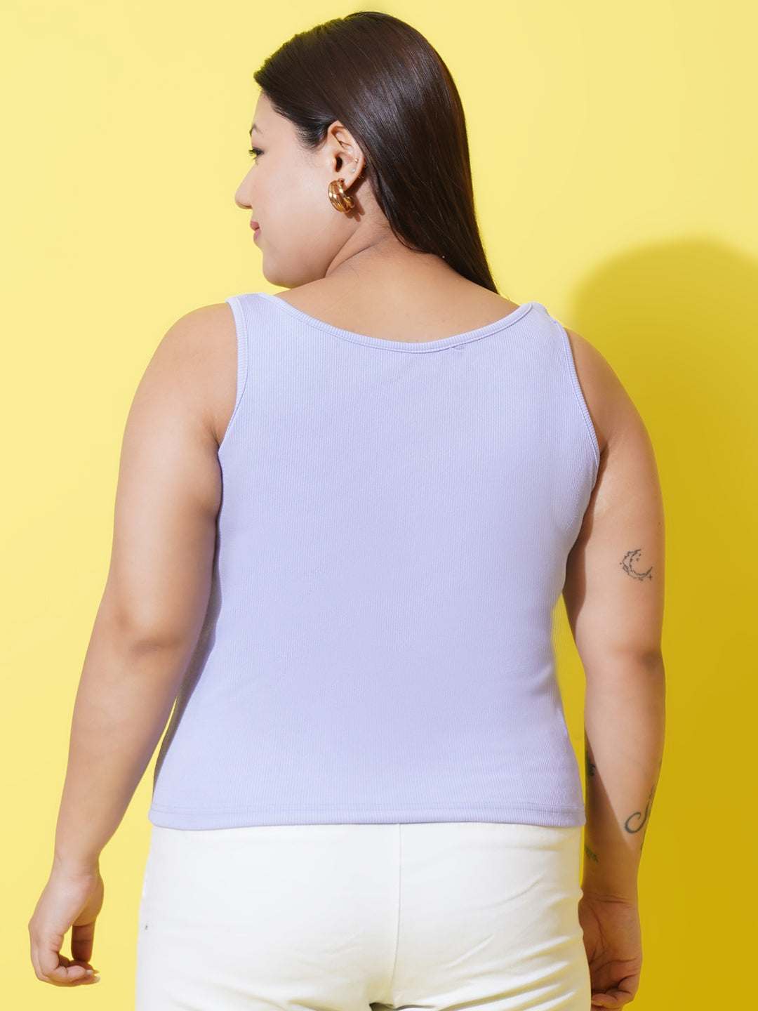 Women Plus Size Lavender Ribbed Tank top