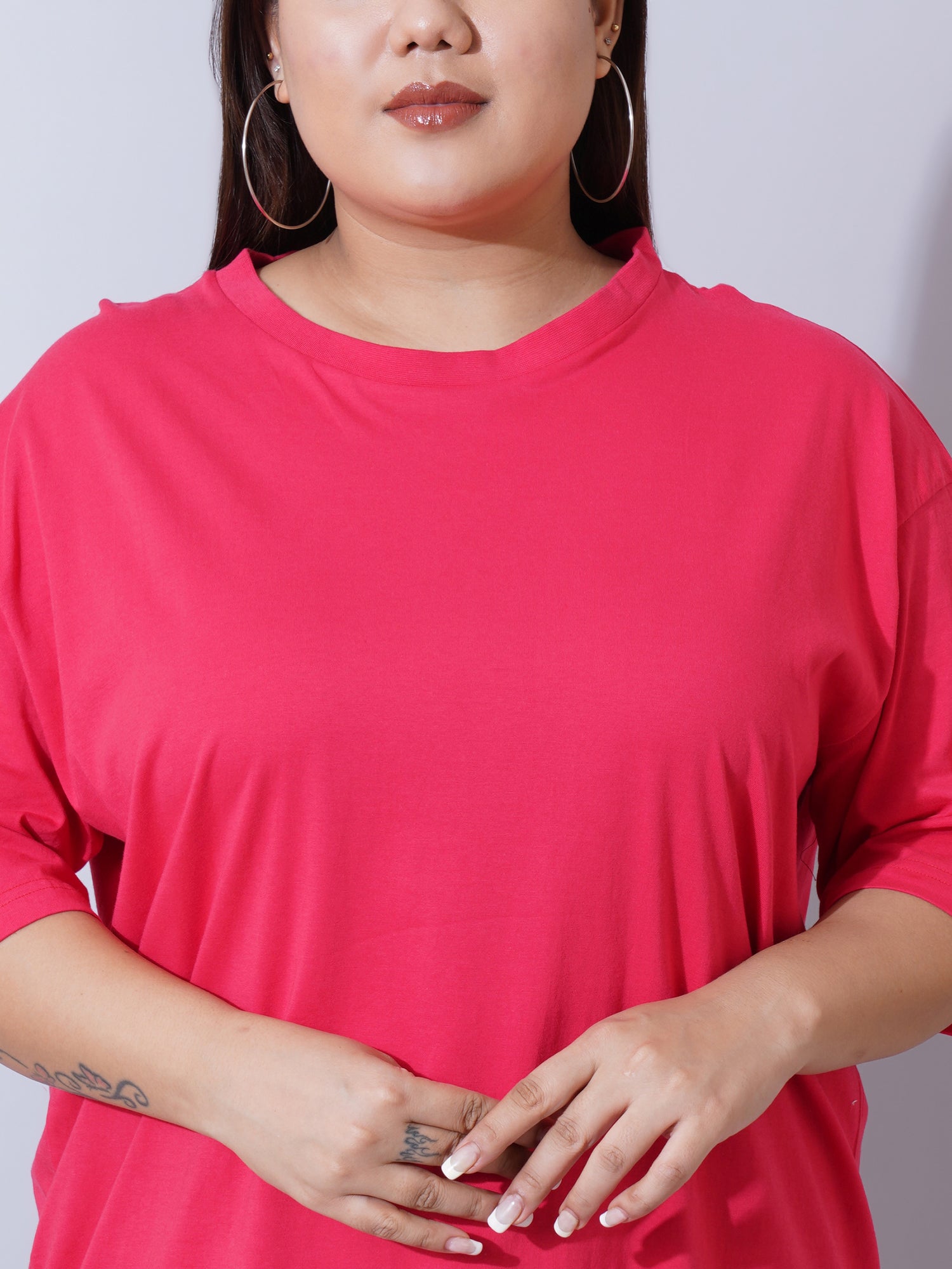 Women Plus Size Drop-Shoulder Sleeves T-shirt