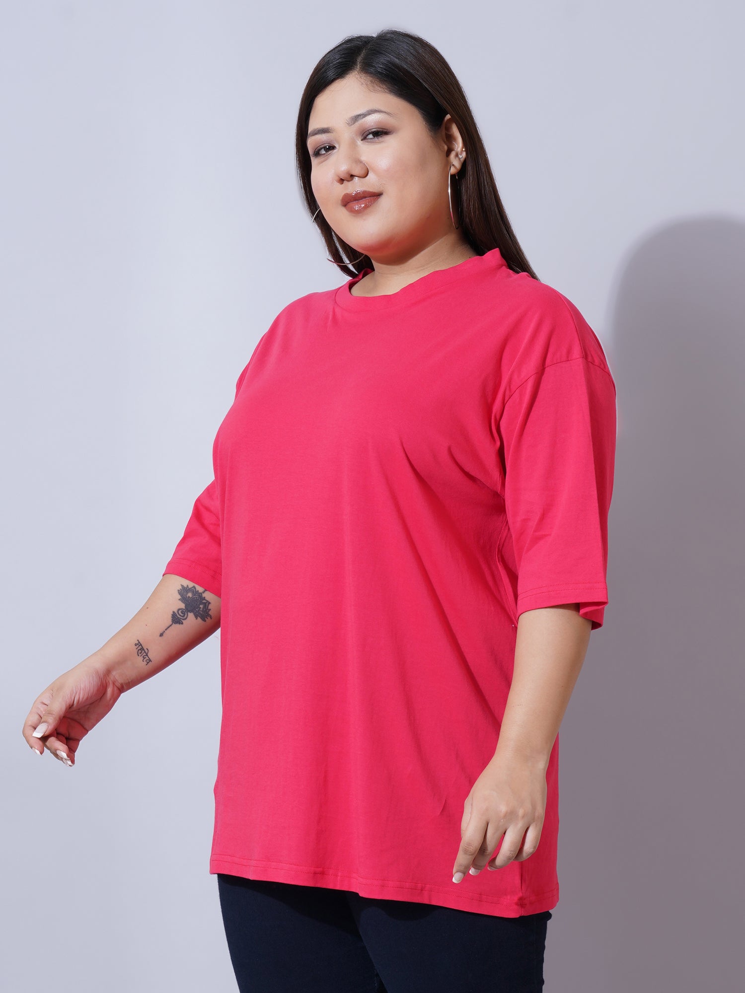 Women Plus Size Drop-Shoulder Sleeves T-shirt
