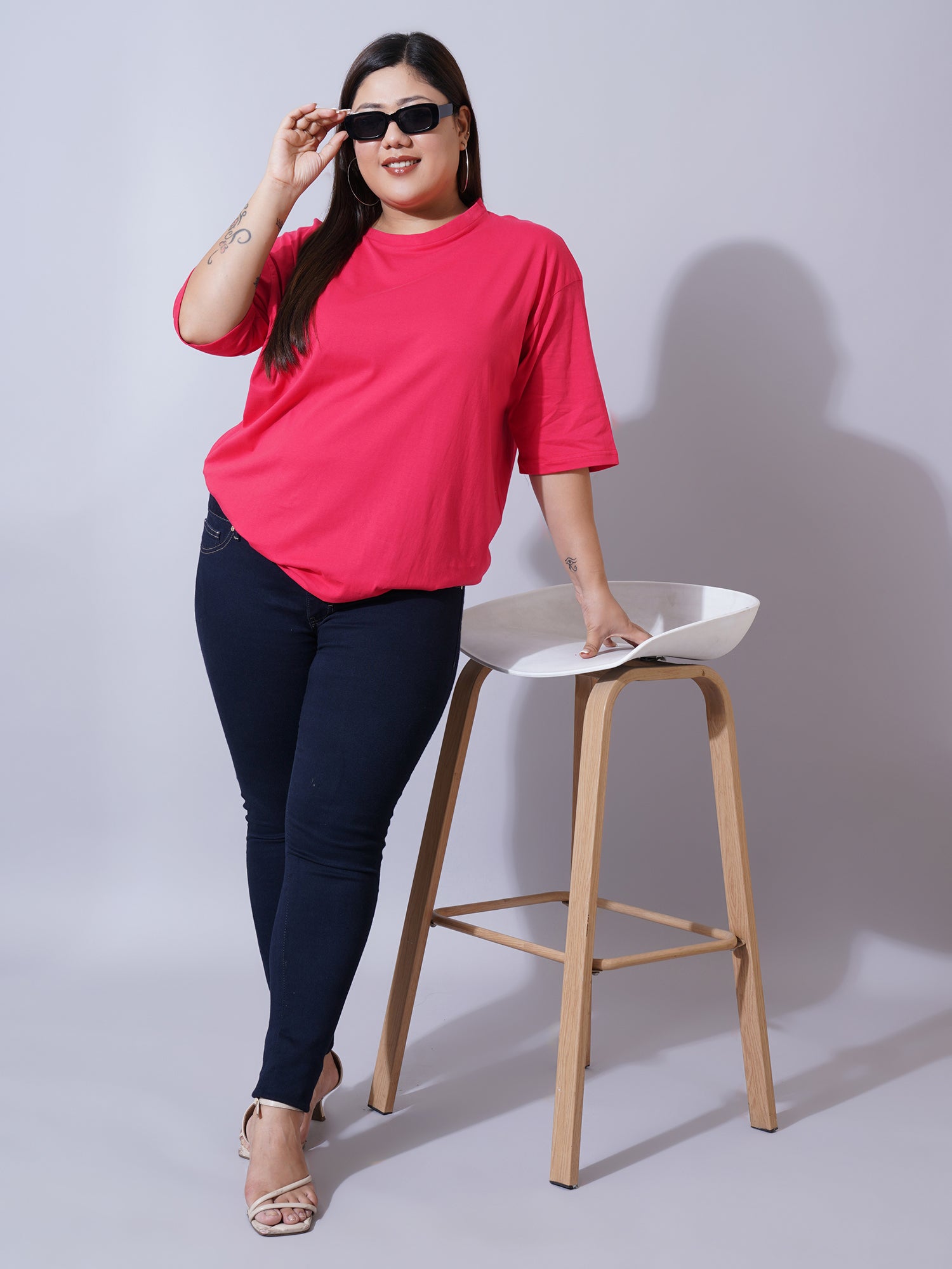 Women Plus Size Drop-Shoulder Sleeves T-shirt