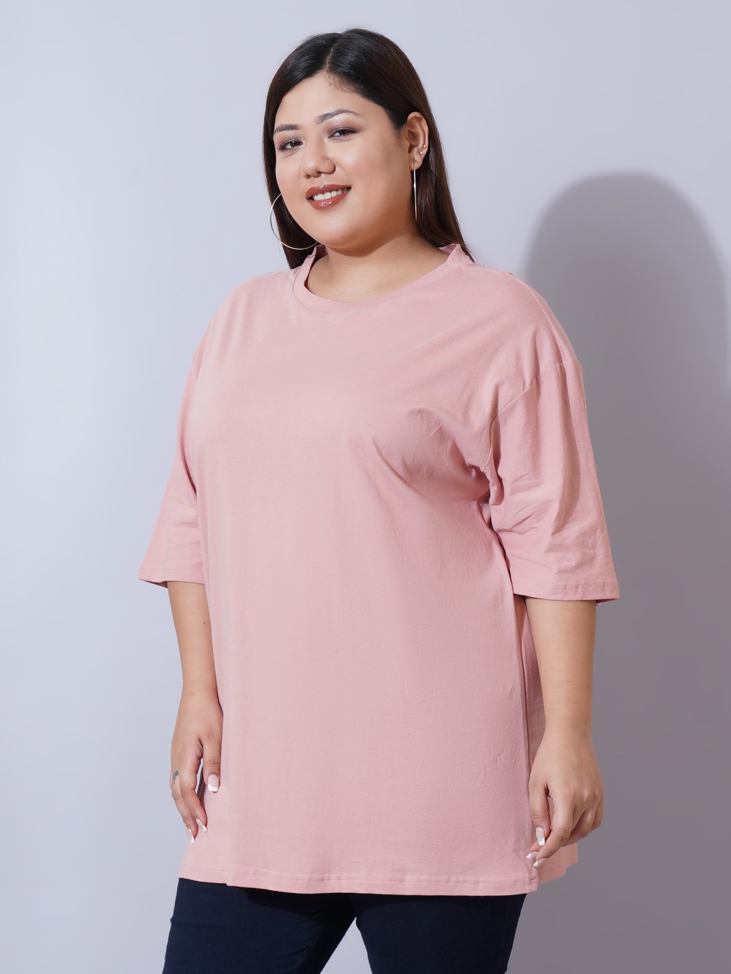Women Plus Size Round Neck Oversized T-shirt