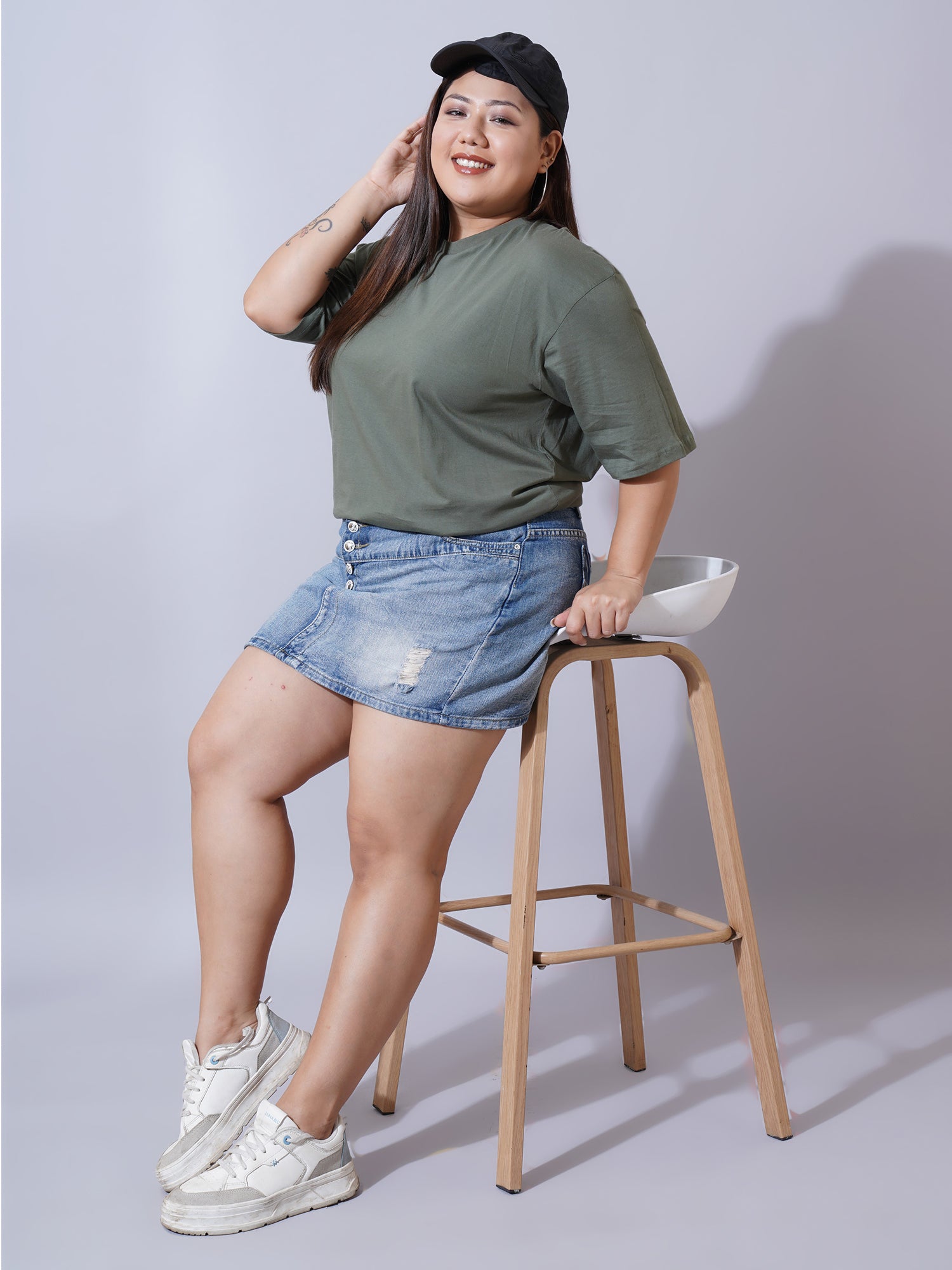 Women Plus Size Round Neck Oversized T-shirt