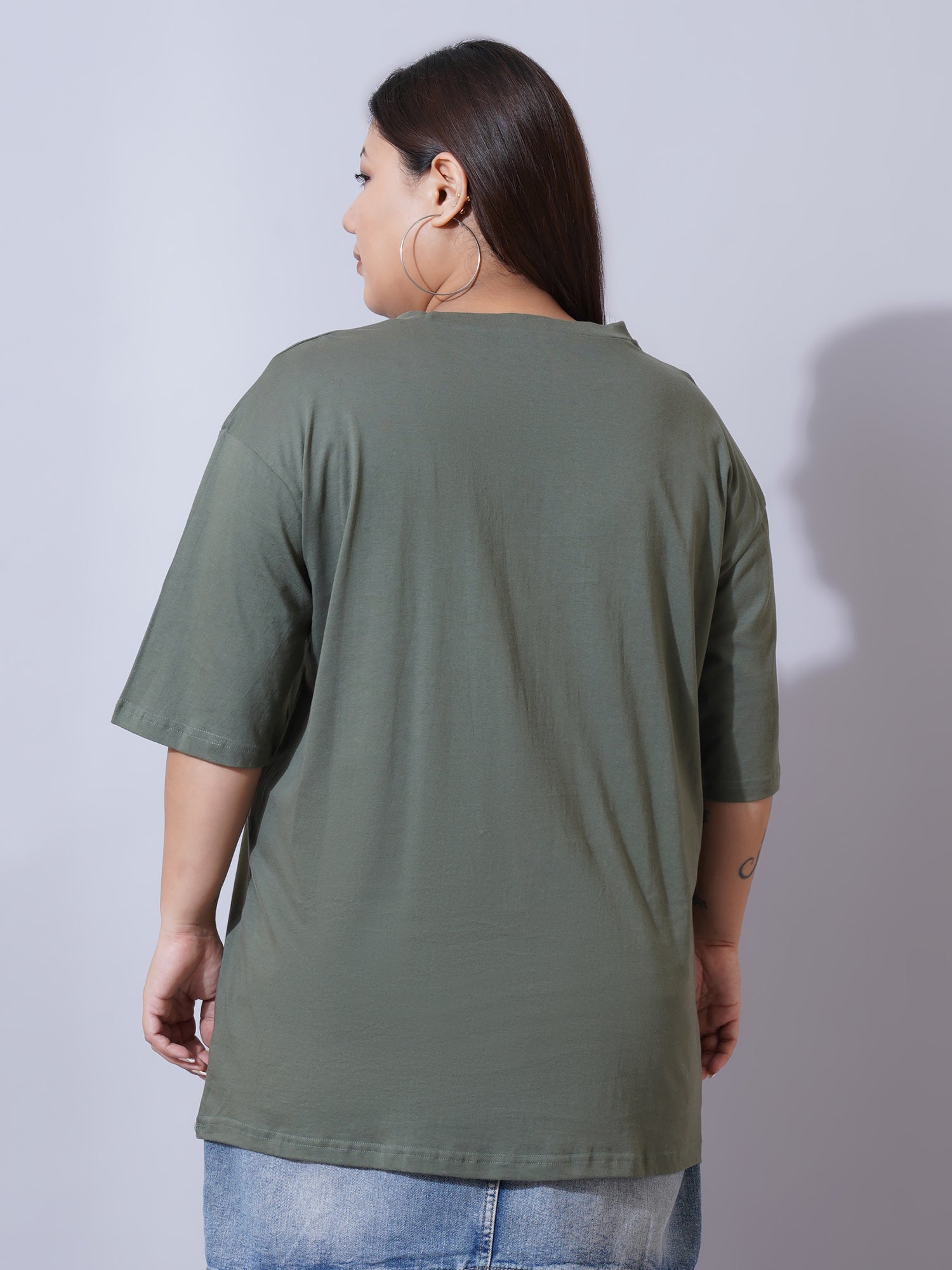 Women Plus Size Round Neck Oversized T-shirt