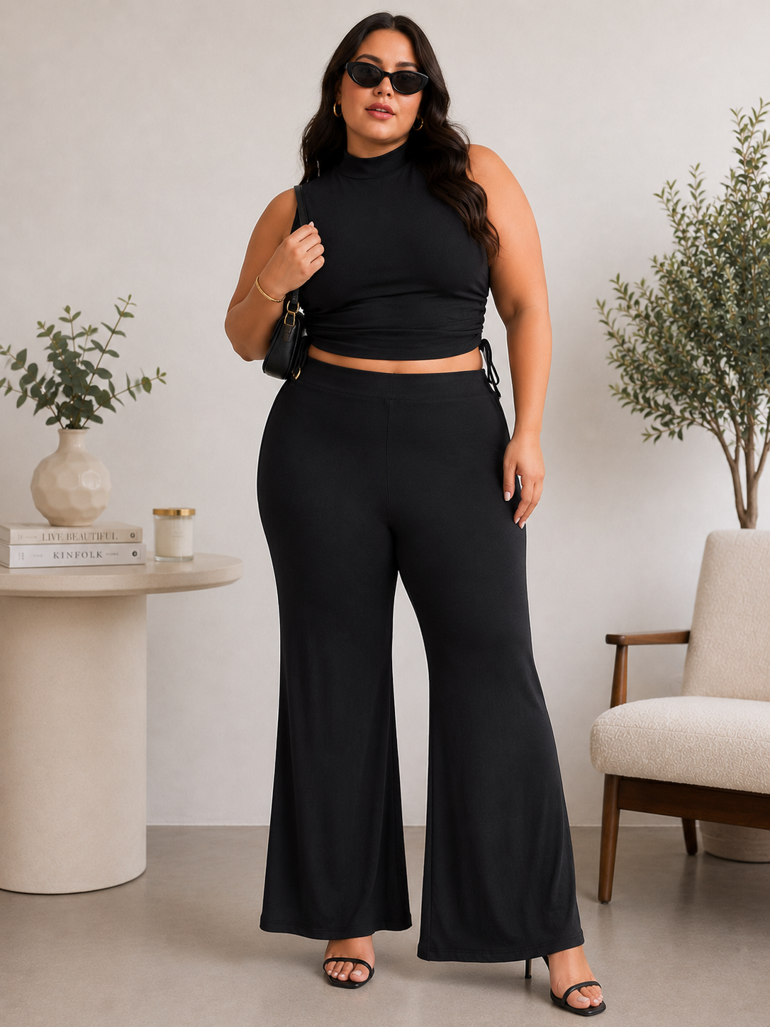 U&F Beyond Women Plus Size Black Aura Co-Ord Set