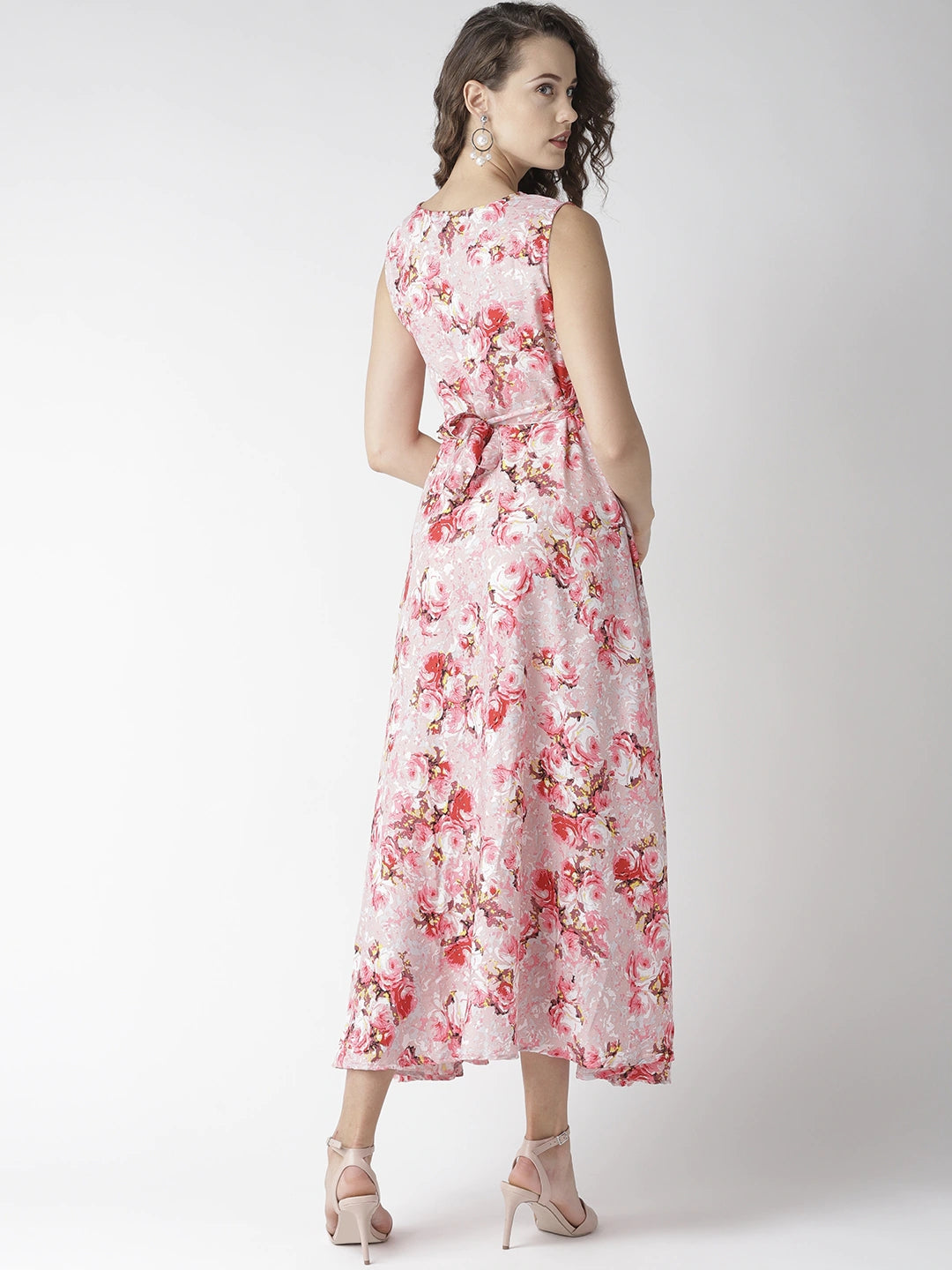 Women Pink Floral Print Maxi Dress