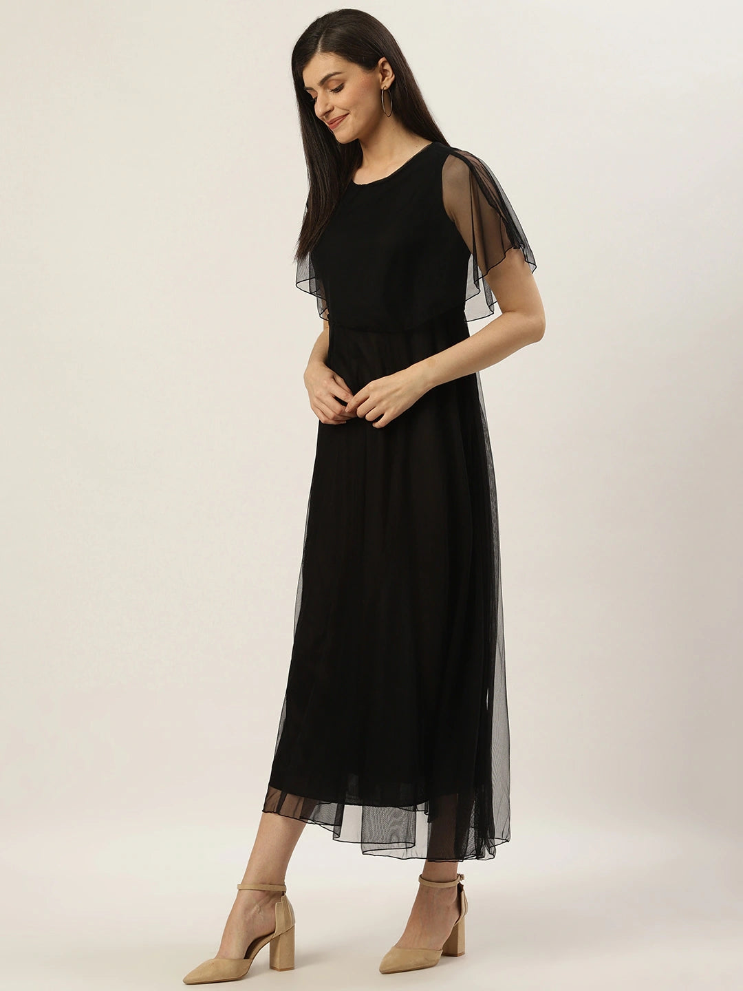 Women Black Solid Maxi Dress