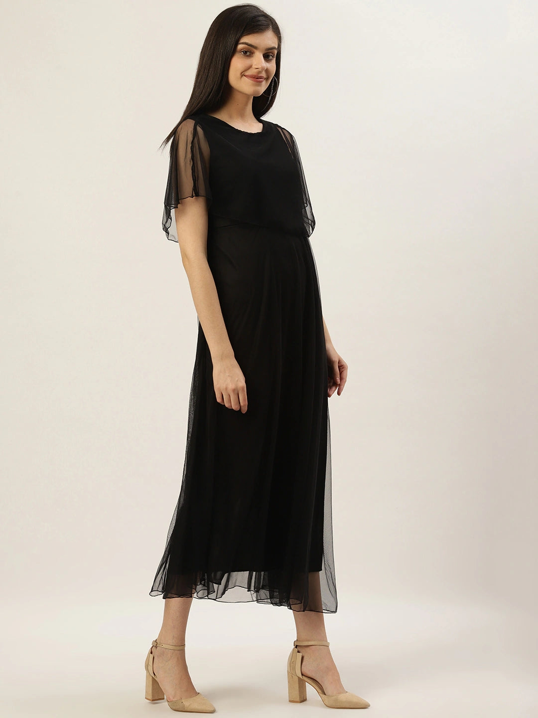 Women Black Solid Maxi Dress