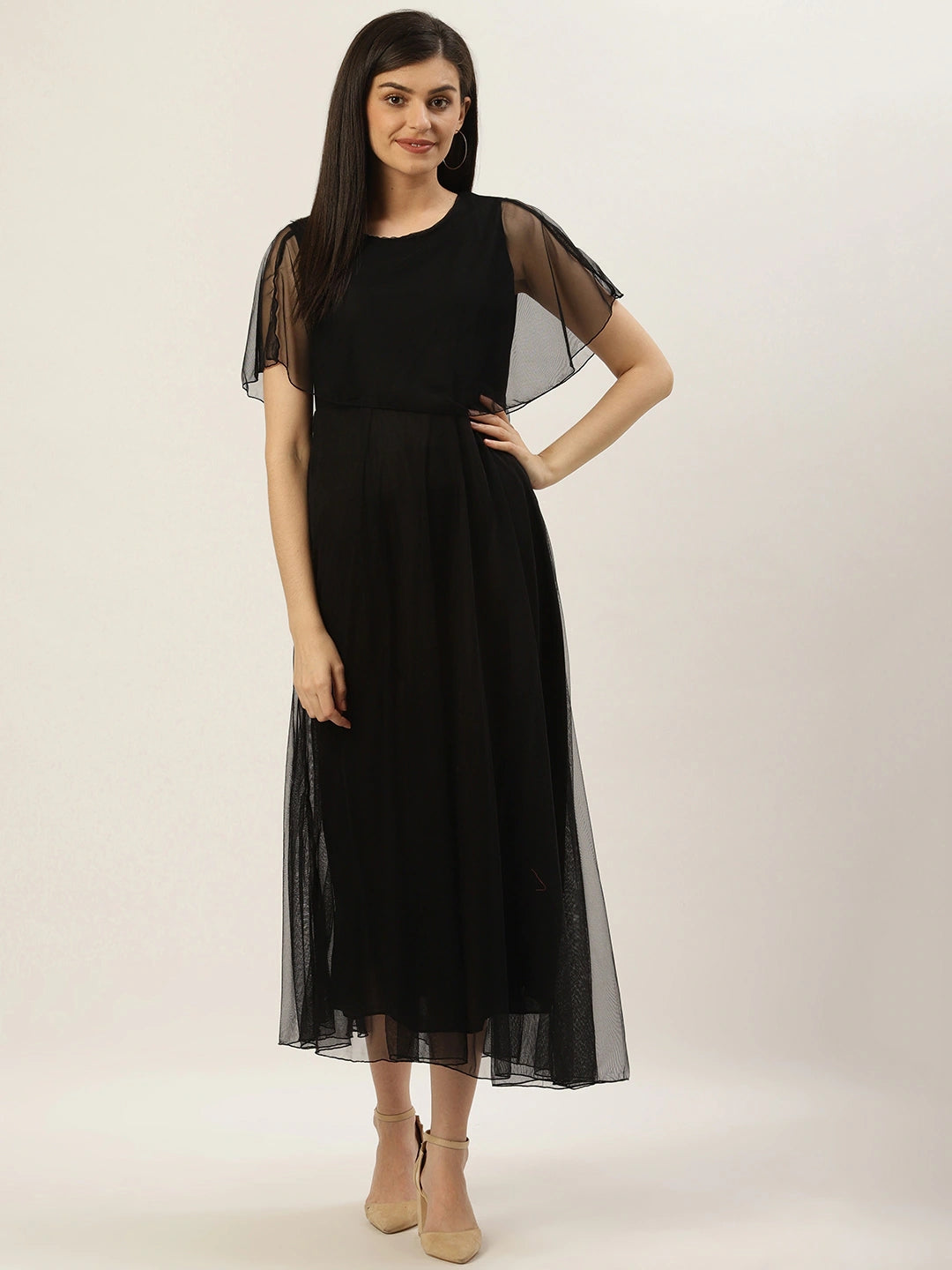 Women Black Solid Maxi Dress