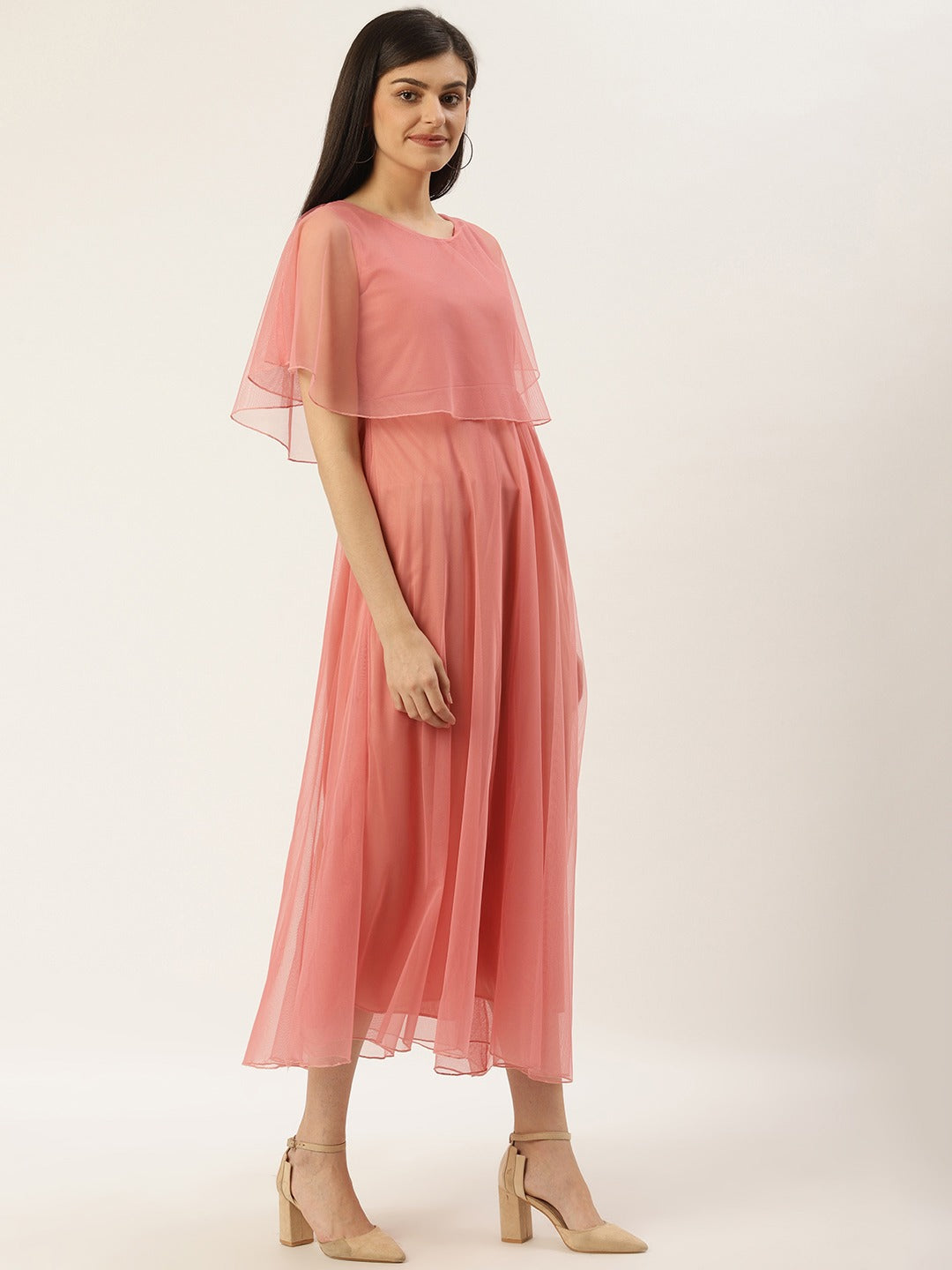 Women Pink Solid Maxi Dress