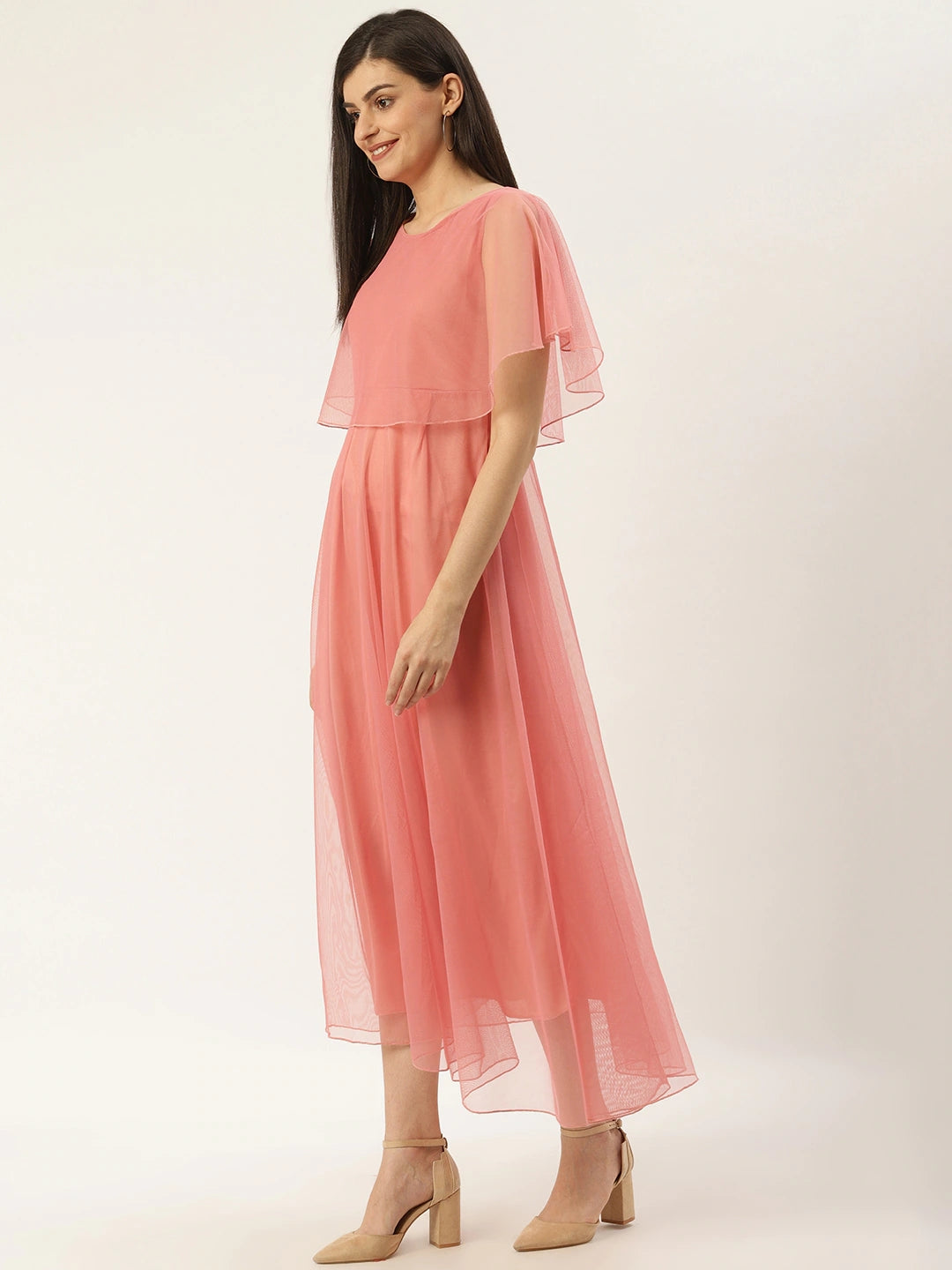 Women Pink Solid Maxi Dress