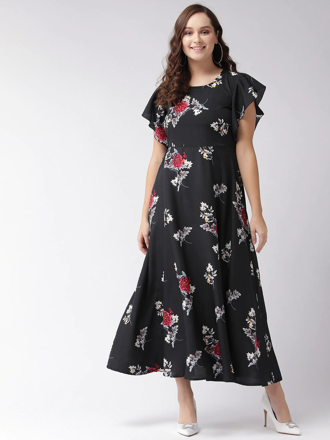 Women Black & White Printed Maxi Dress