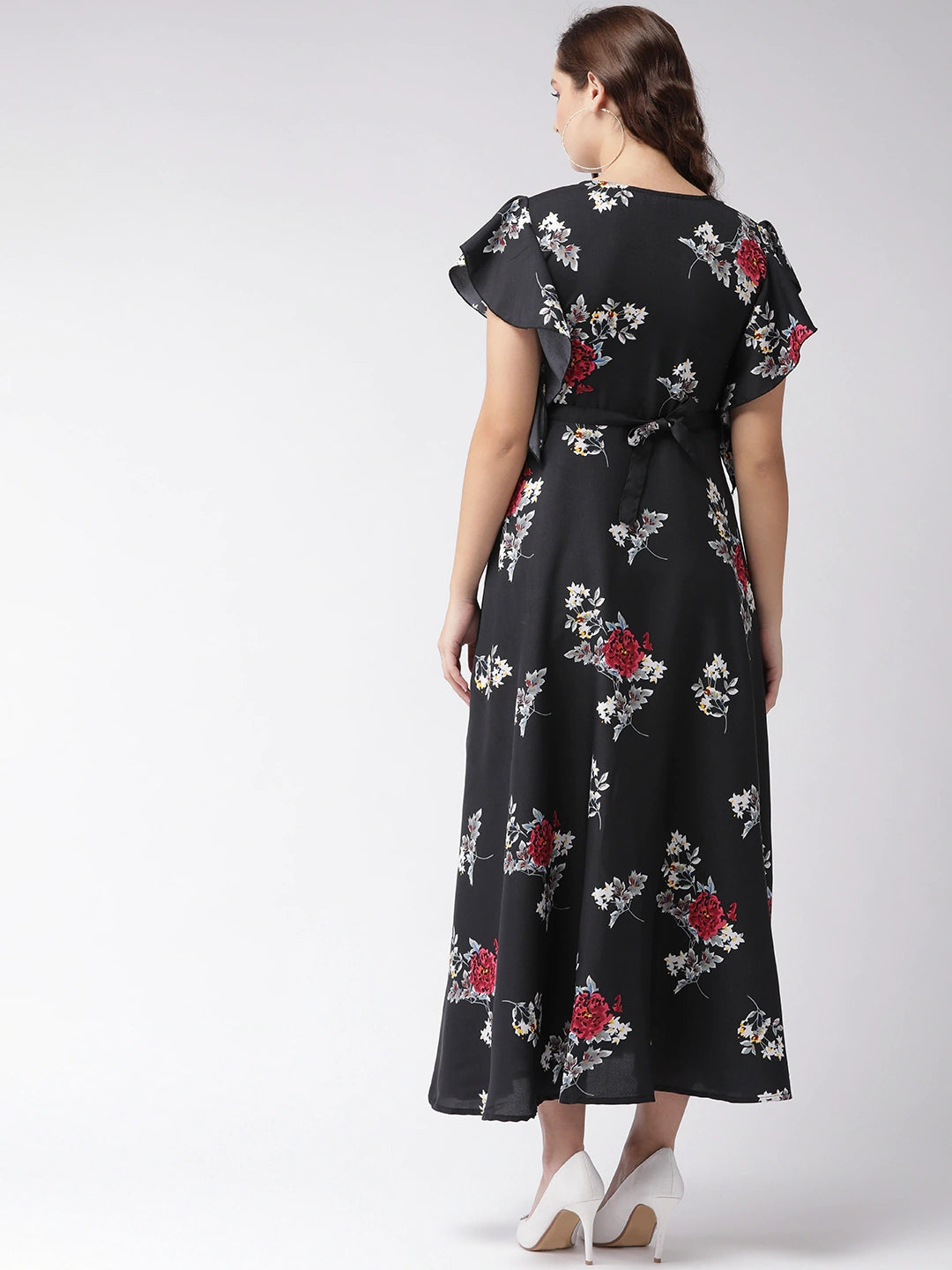 Women Black & White Printed Maxi Dress
