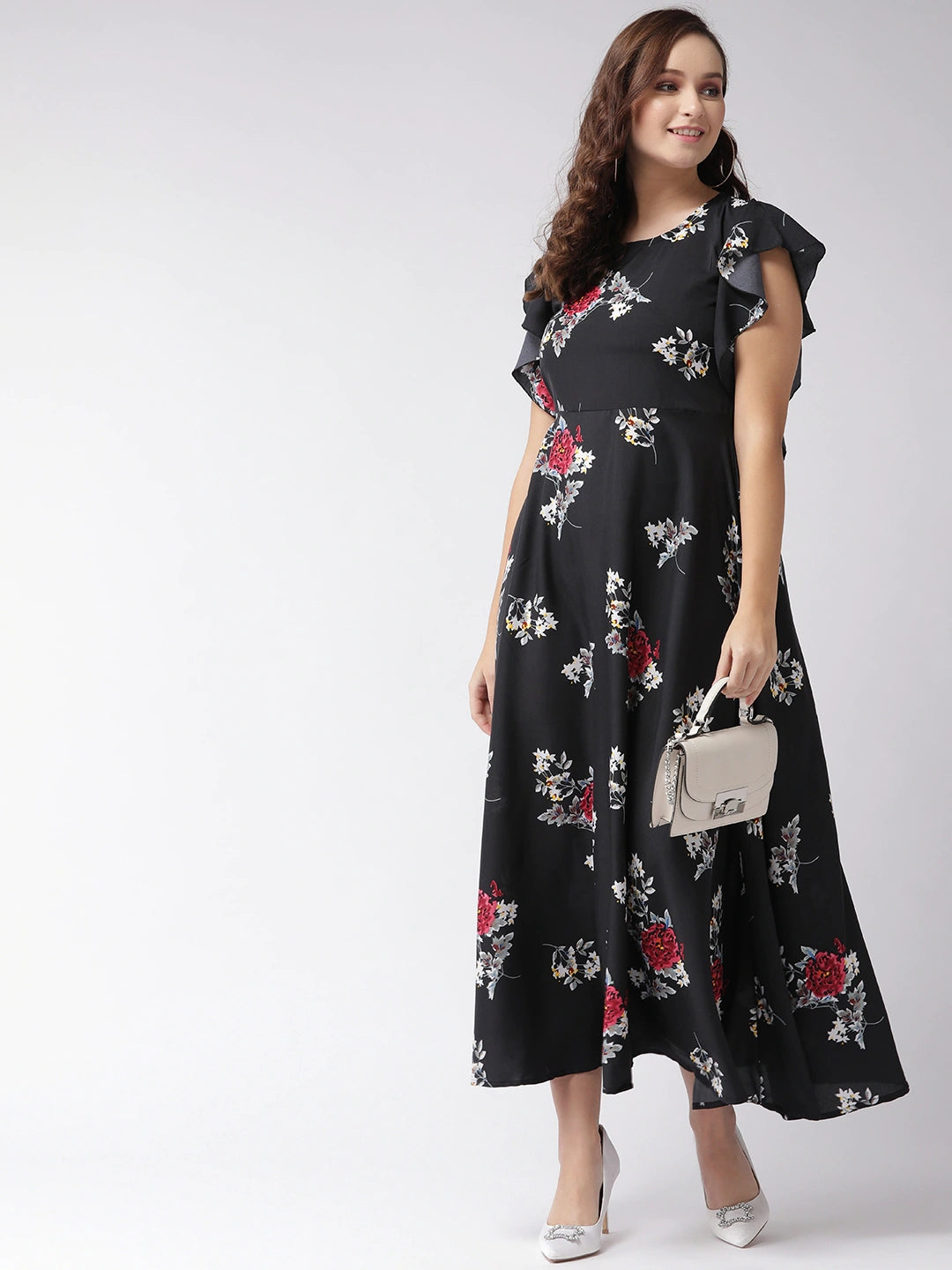 Women Black & White Printed Maxi Dress