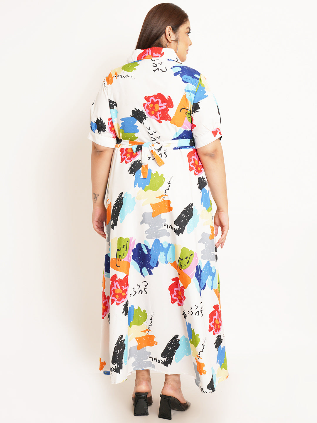 Women Plus Size Floral Printed Crepe Maxi Dress
