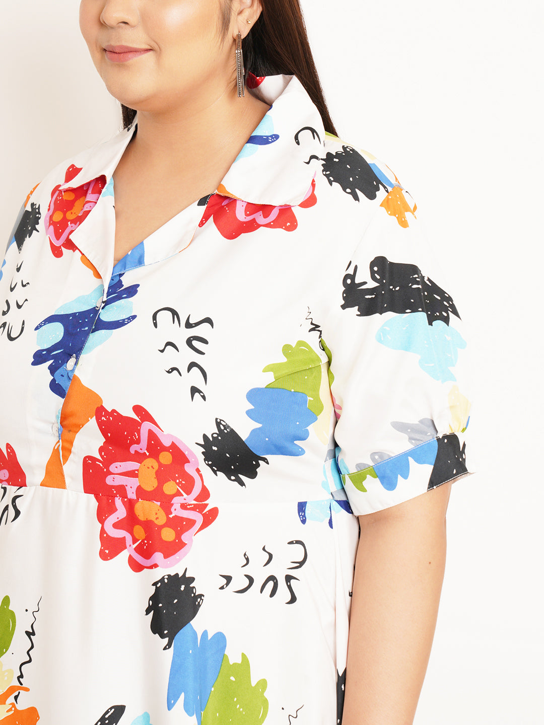 Women Plus Size Floral Printed Crepe Maxi Dress