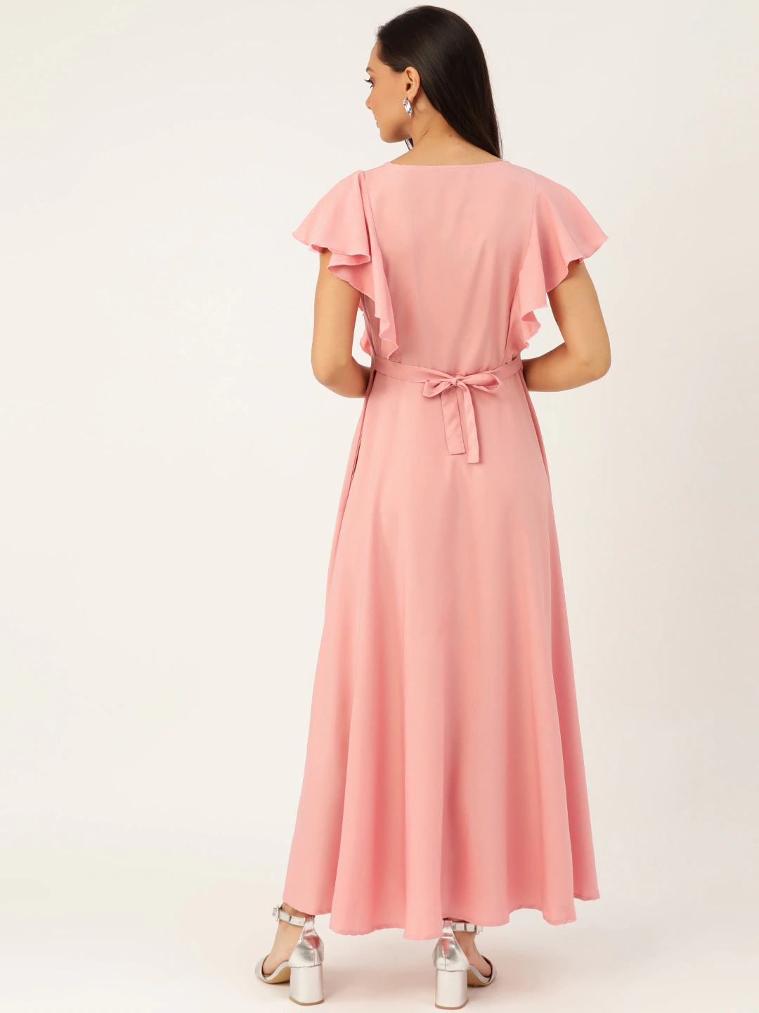 Women Peach-Coloured Solid Maxi Dress