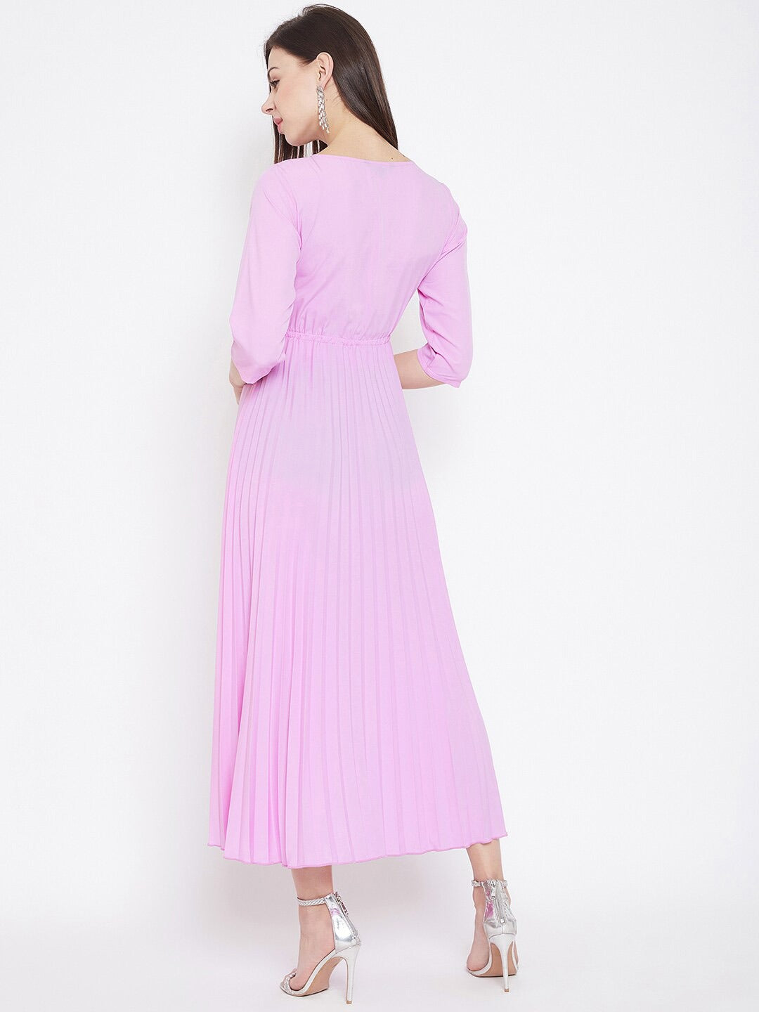 Women Pink Solid Maxi Dress