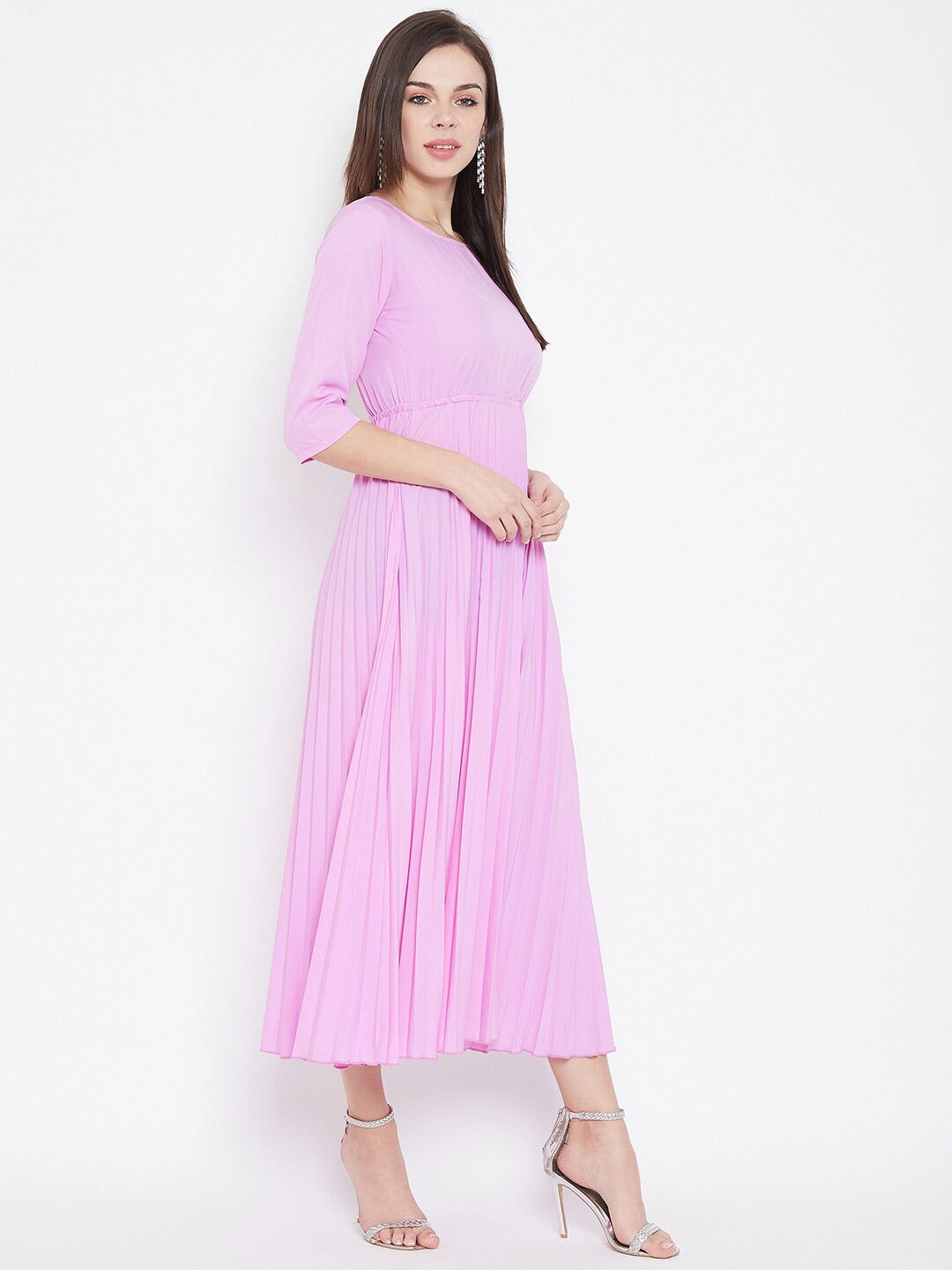 Women Pink Solid Maxi Dress