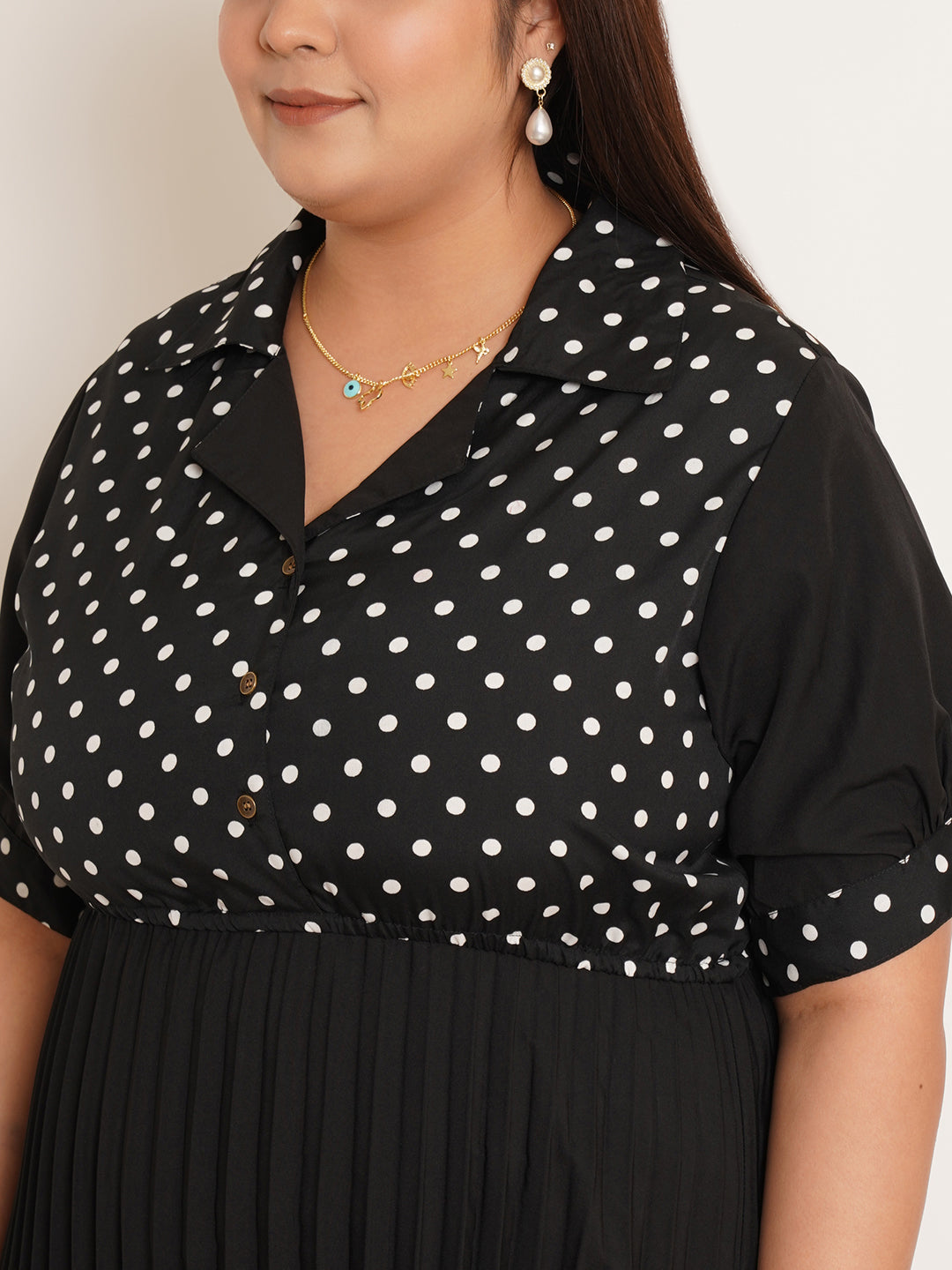 Women Plus Size Polka Dot Printed Maxi Dress