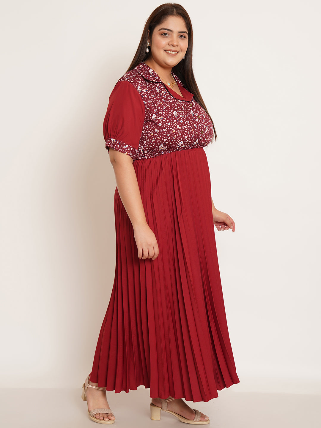 Women Plus Size Floral Printed Maxi Dress