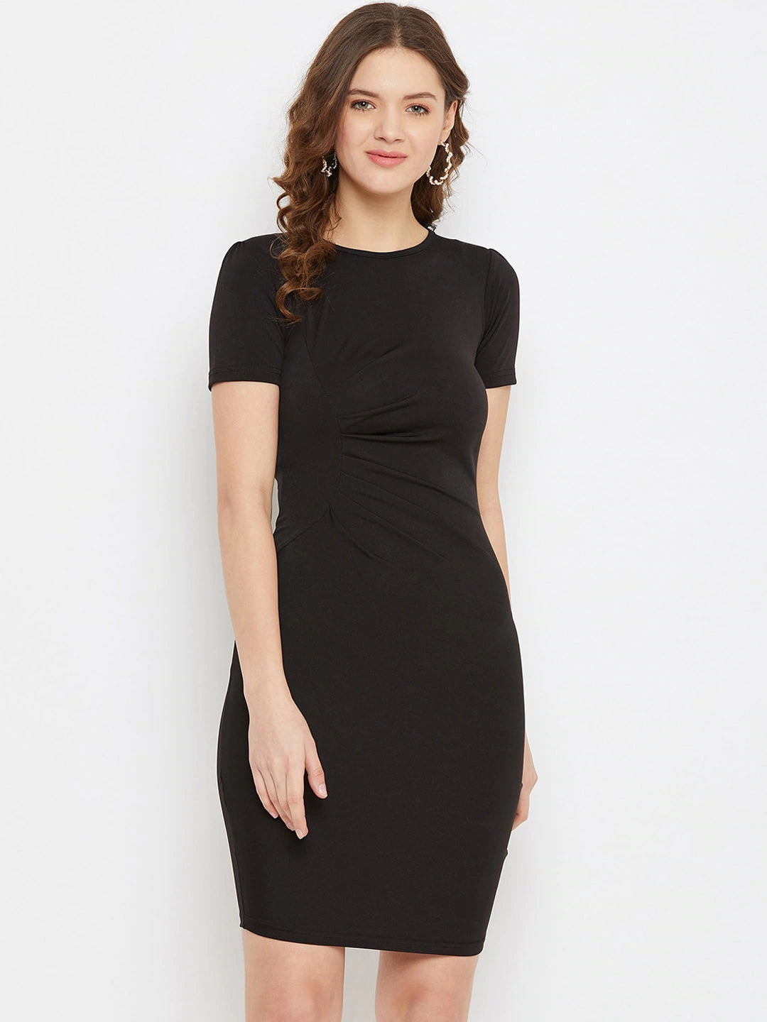 Women Black Solid Bodycon Dress