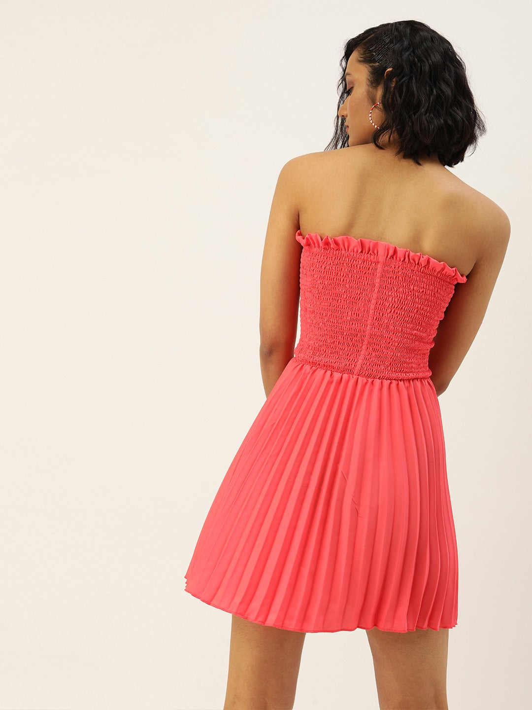 Women Pink Self Design Fit and Flare Dress