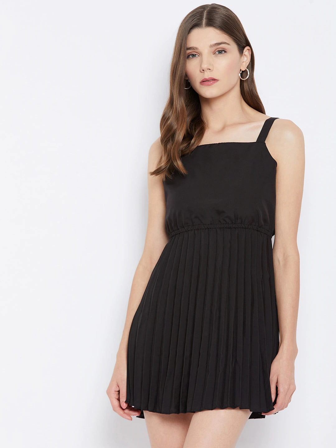 Women Black Crepe Mini A-Line Dress