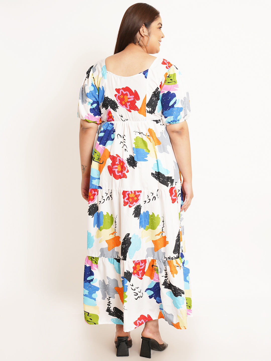 Women Plus Size Abstract Printed Maxi Dress
