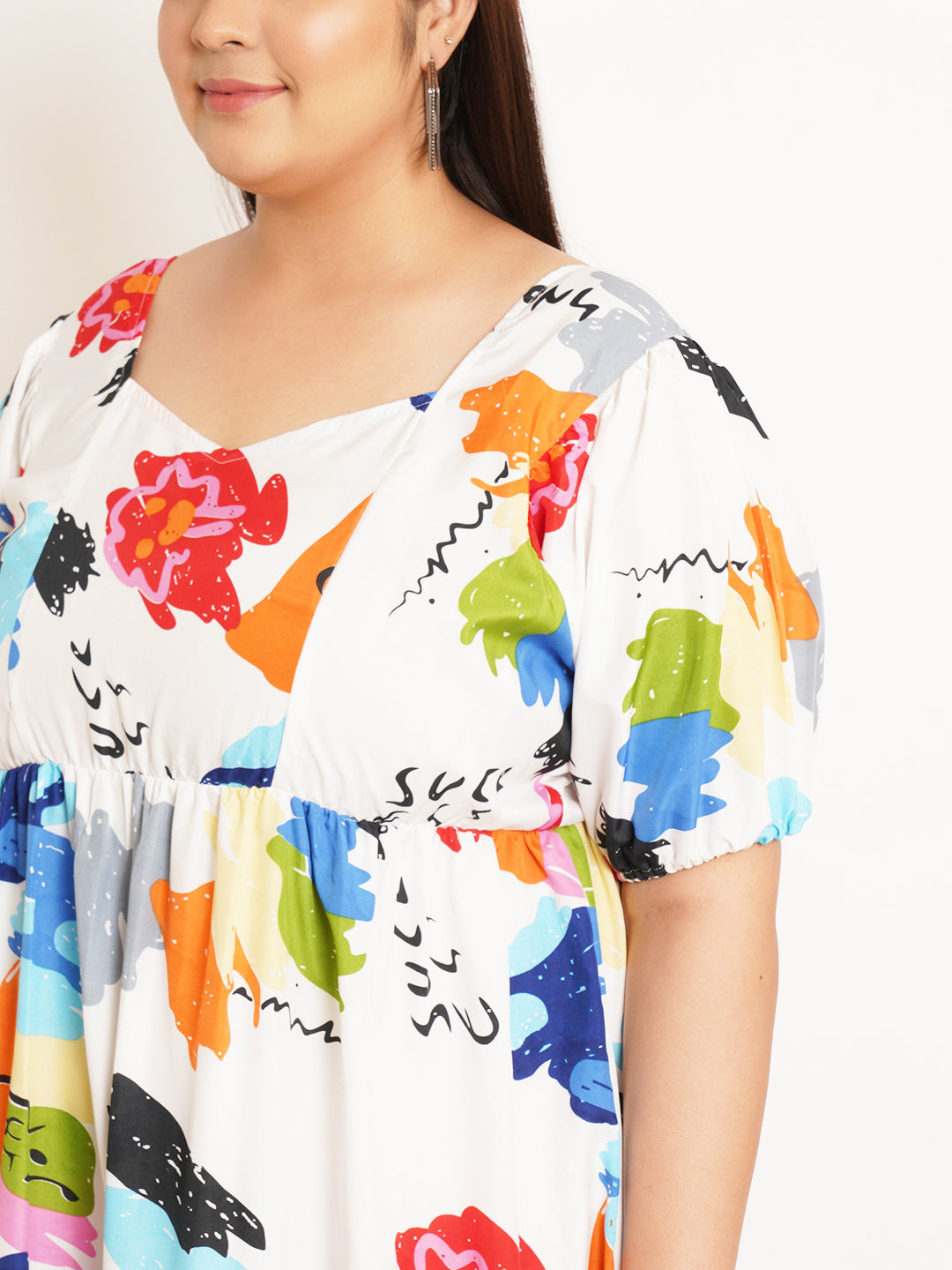Women Plus Size Abstract Printed Maxi Dress