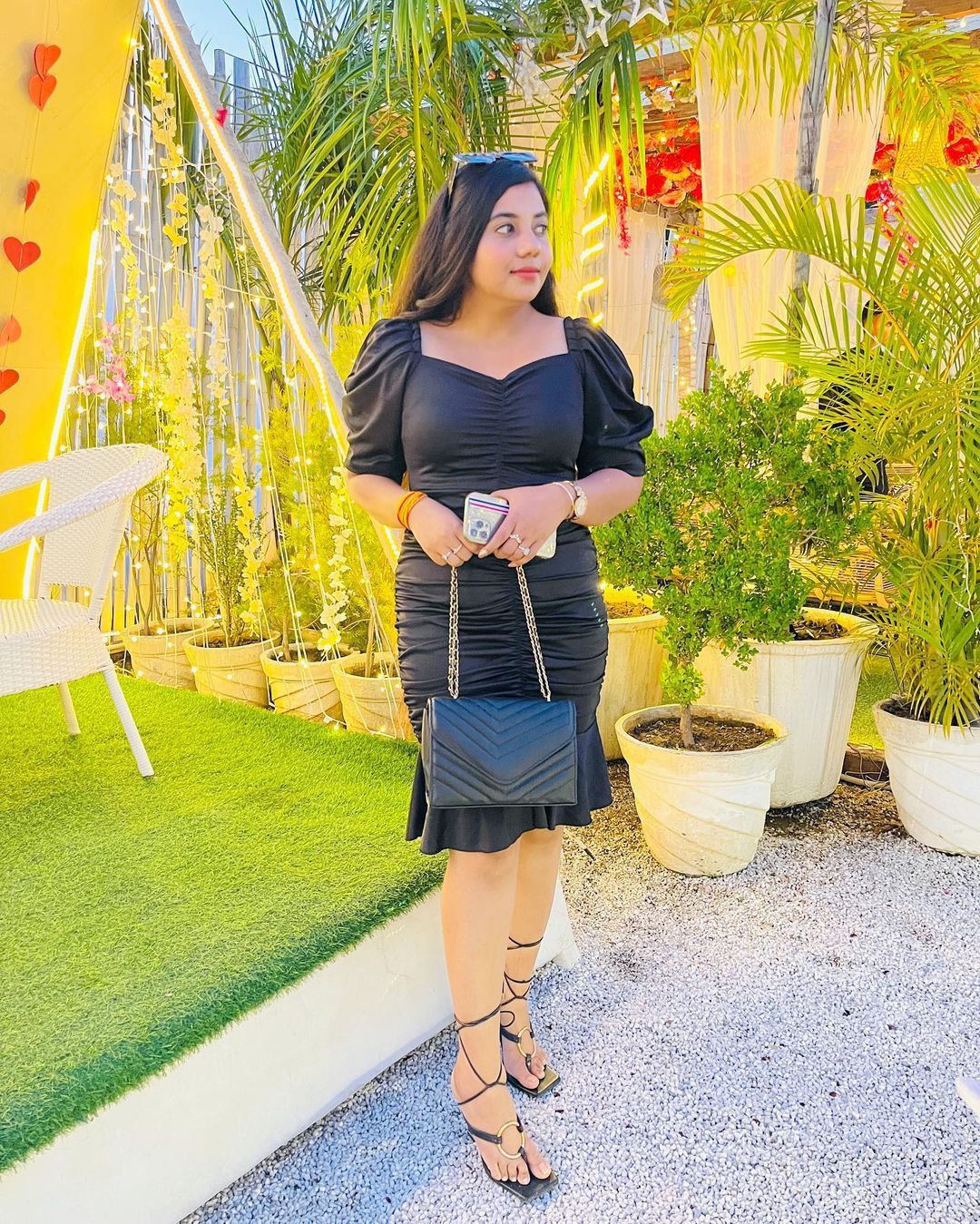 Women Stunning Black Solid Ruched Dress