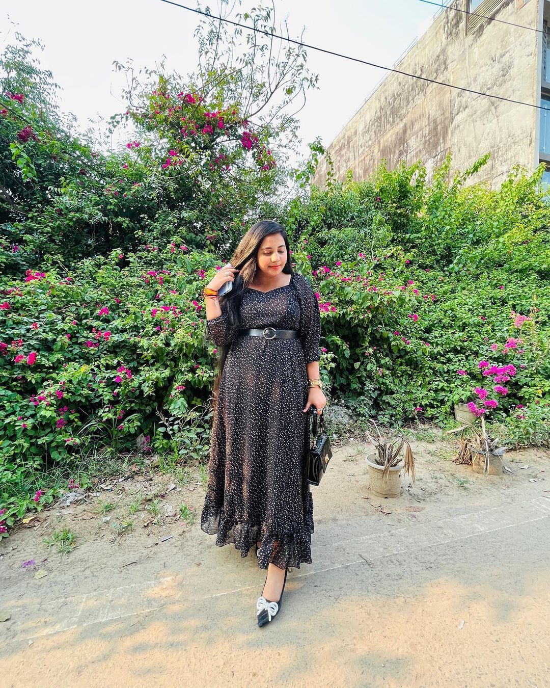 Women Floral Georgette Sweetheart Neck Puff Sleeves Tiered Maxi Dress