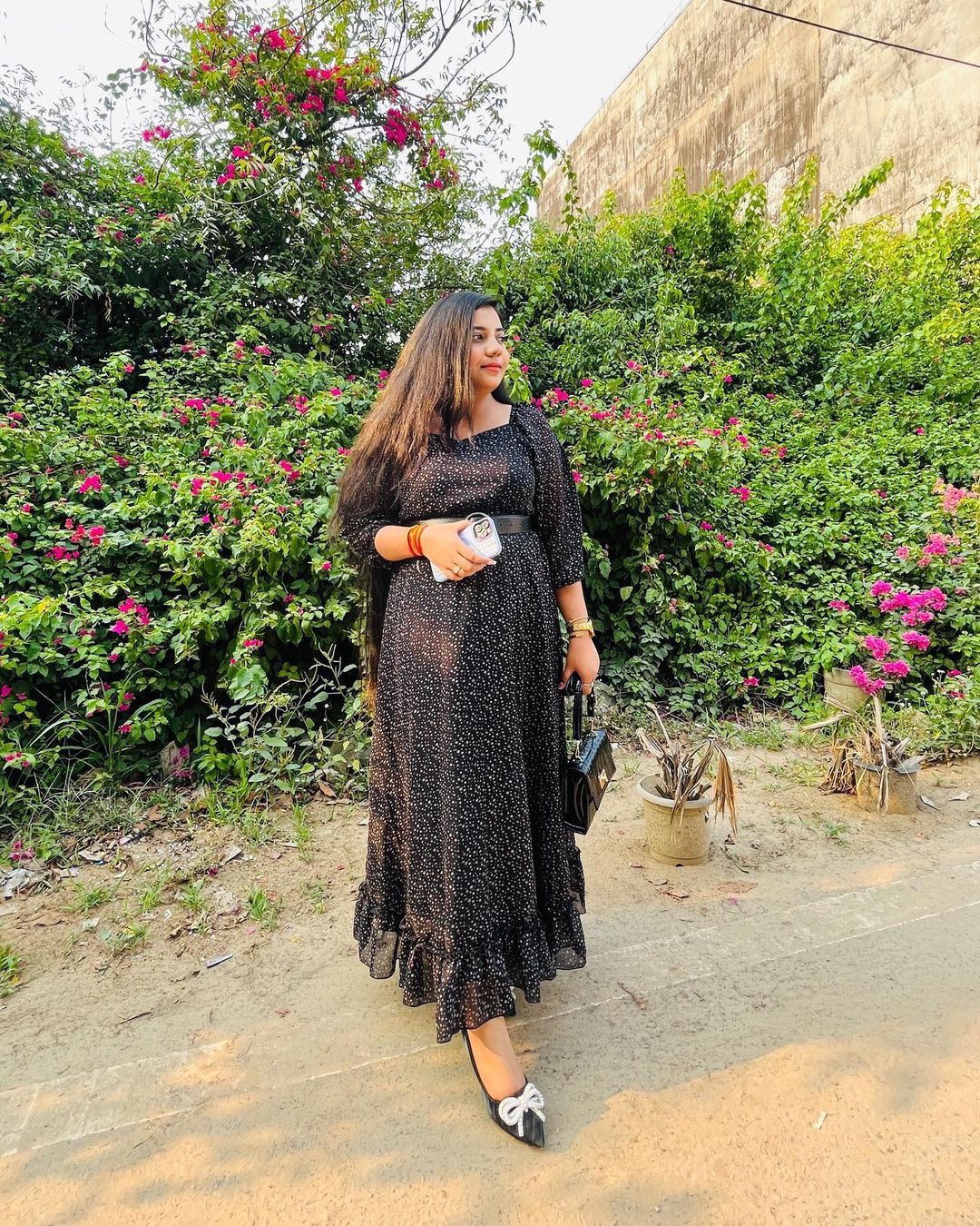 Women Floral Georgette Sweetheart Neck Puff Sleeves Tiered Maxi Dress