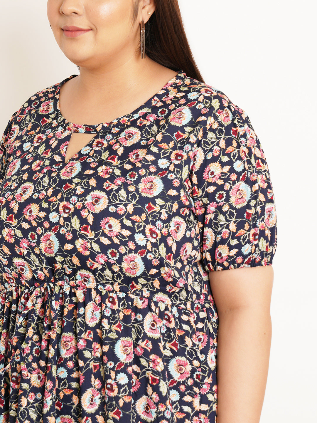 Women Plus Size Floral Print Crepe Maxi Dress