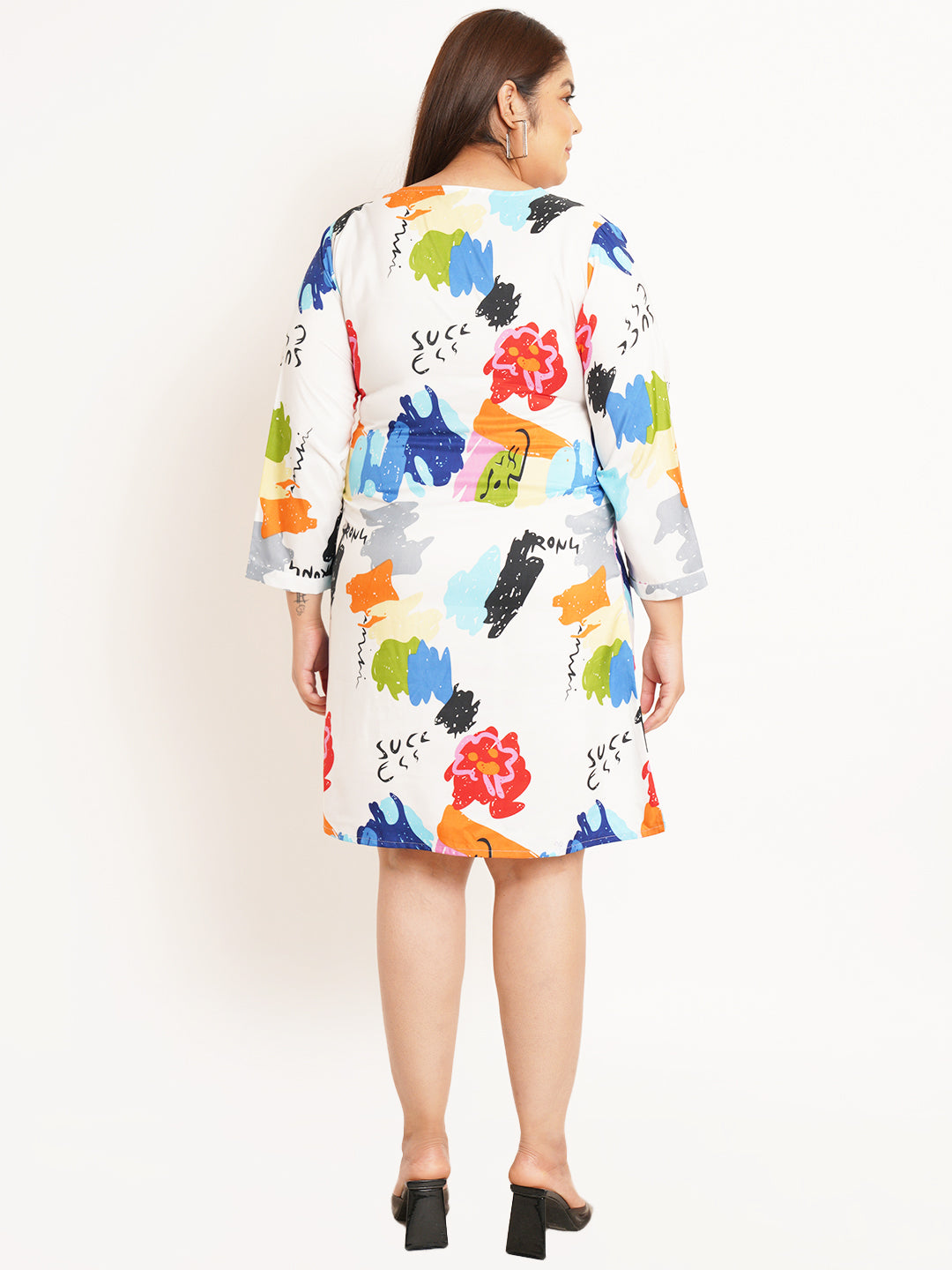 Women Plus Size Floral Printed Crepe A-Line Dress