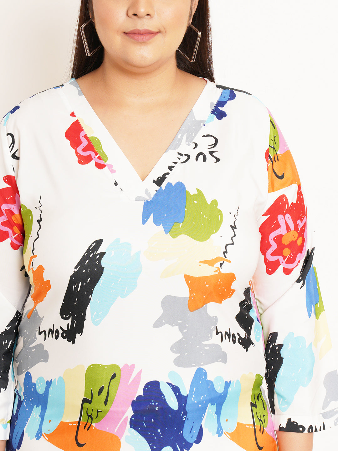 Women Plus Size Floral Printed Crepe A-Line Dress