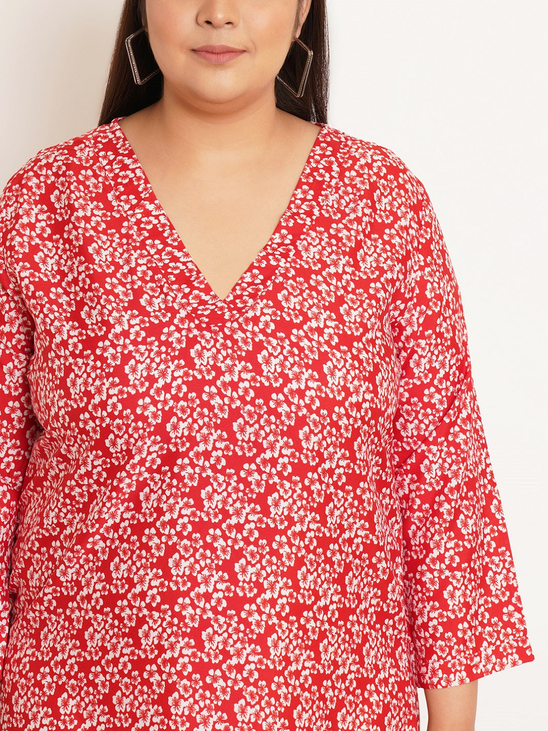 Women Plus Size Floral Printed Crepe A-Line Dress