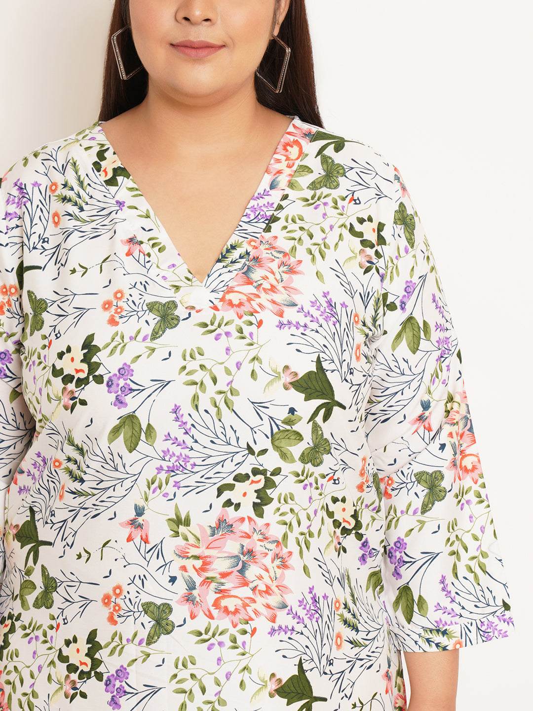 Women Plus Size Floral Printed Crepe A-Line Dress
