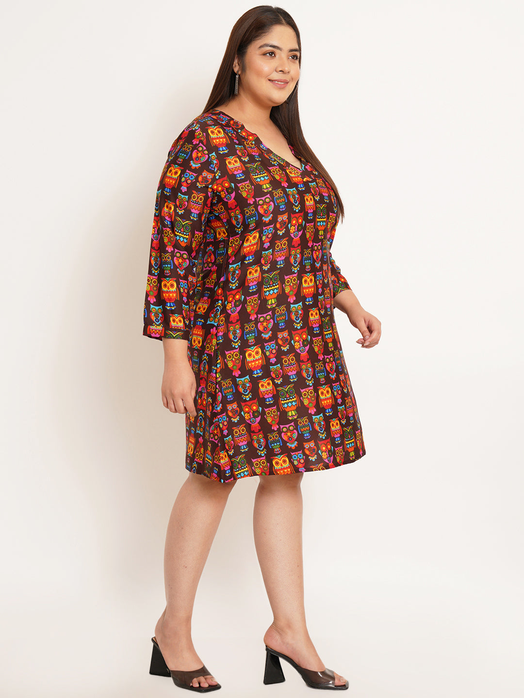 Women Plus Size Ethnic Motifs Printed Crepe A-Line Dress