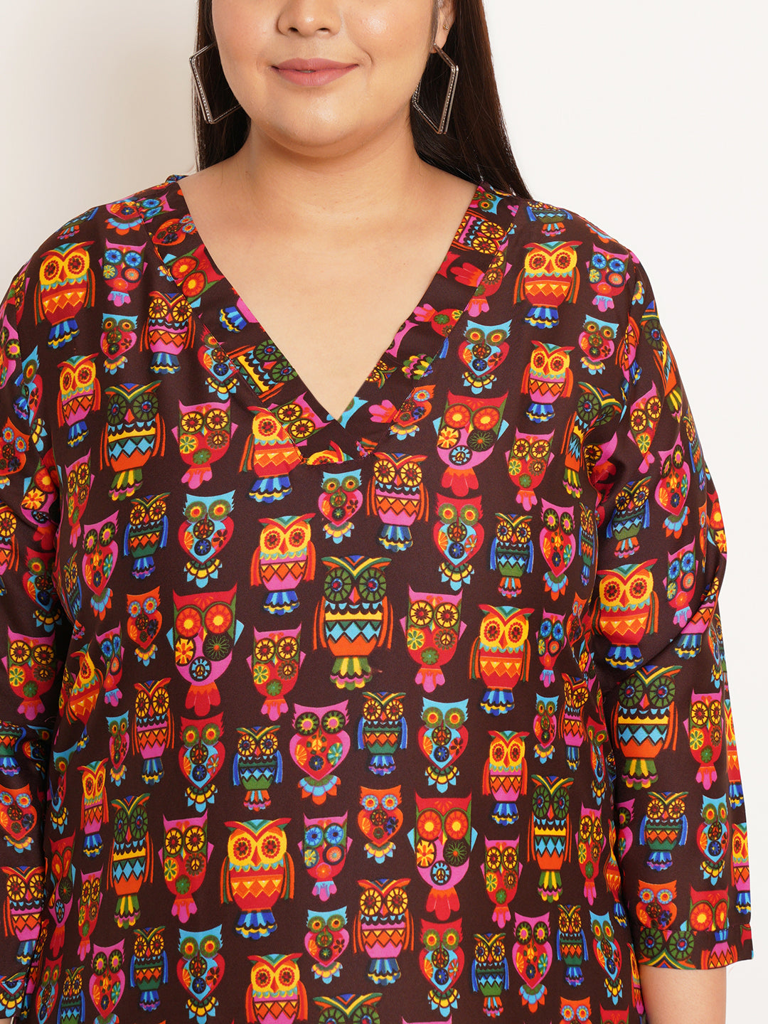 Women Plus Size Ethnic Motifs Printed Crepe A-Line Dress