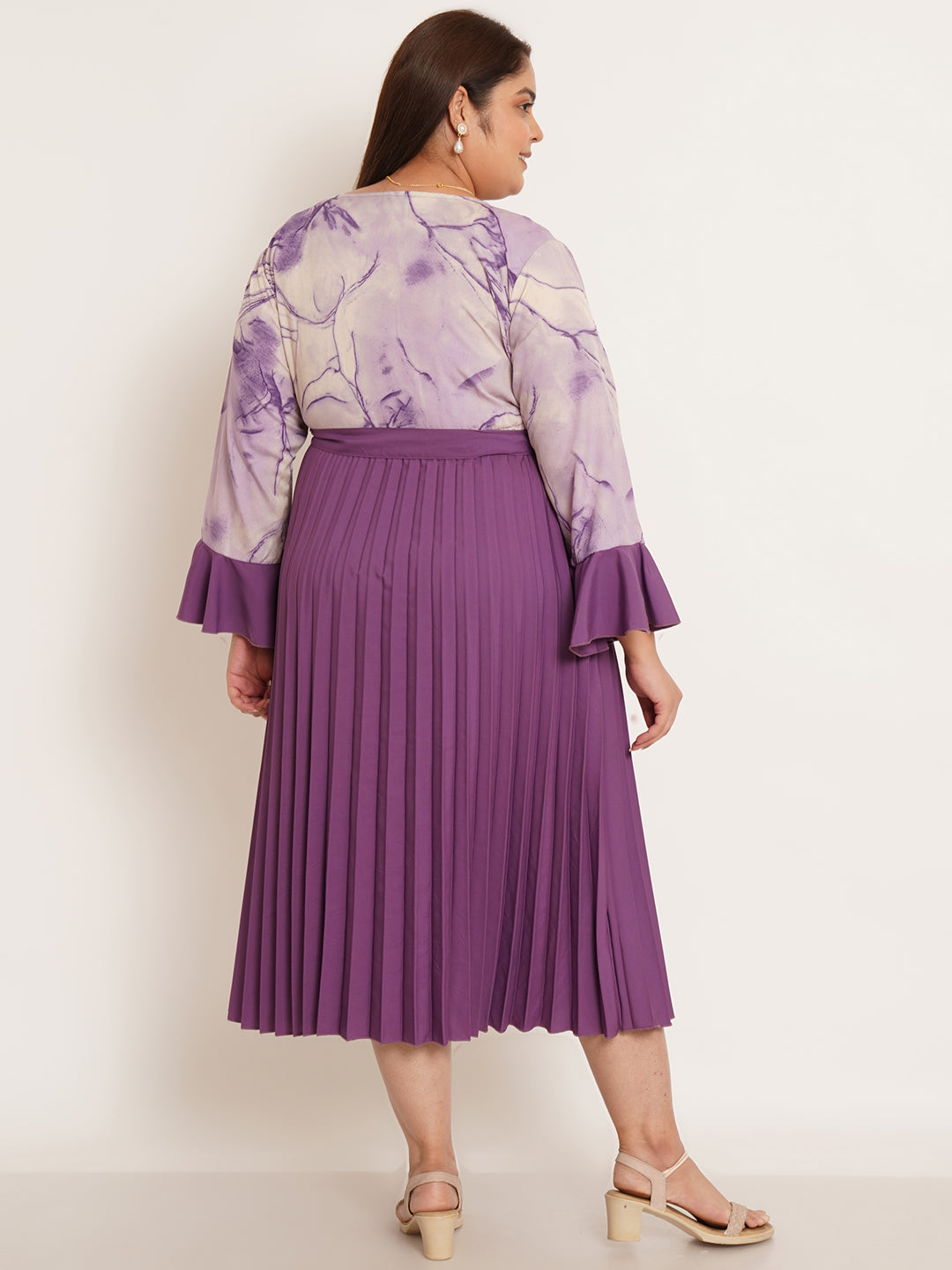 Women Plus Size Abstract Printed Midi Dress