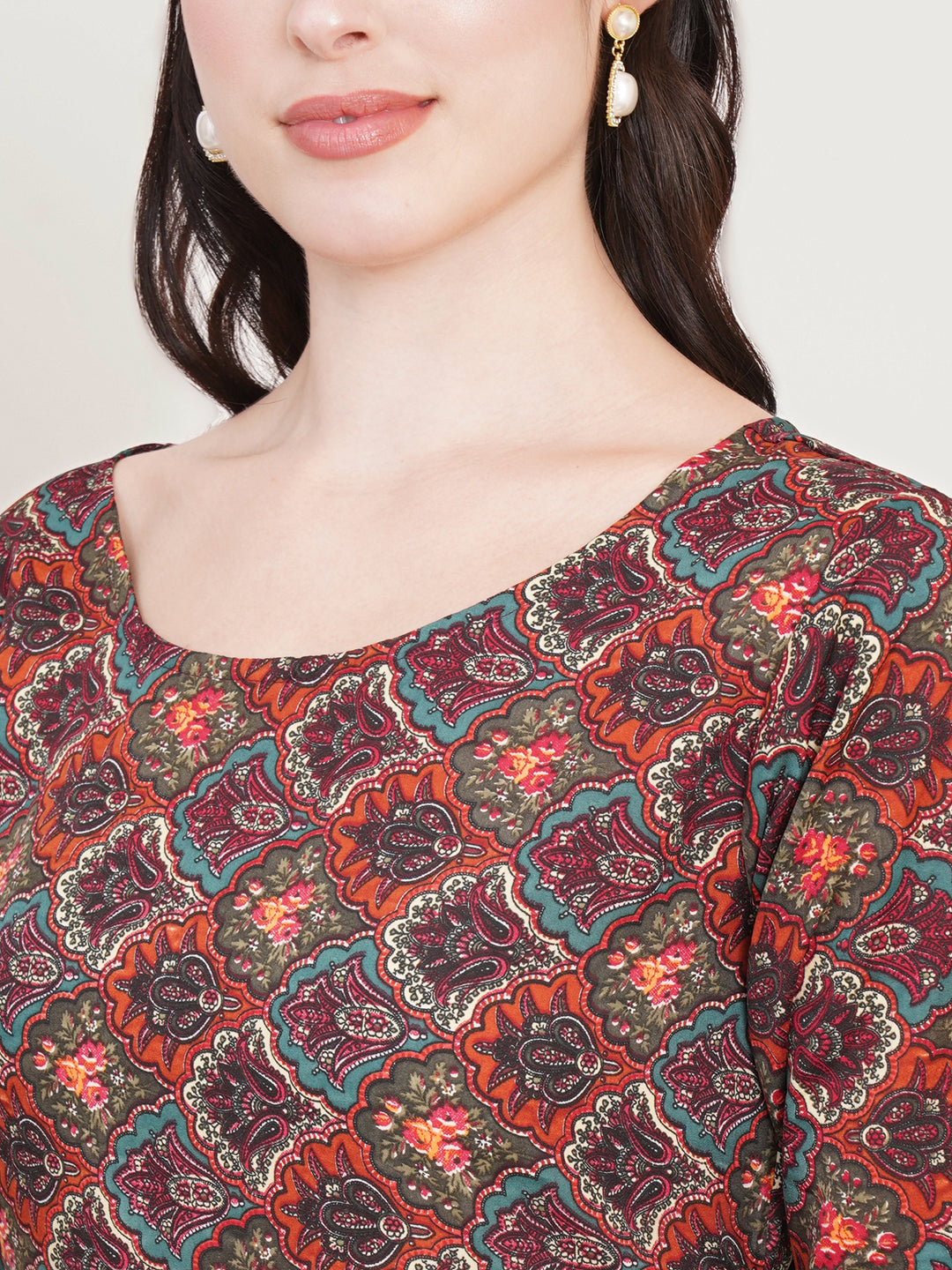 Women Orange Floral Printed Maxi Dress