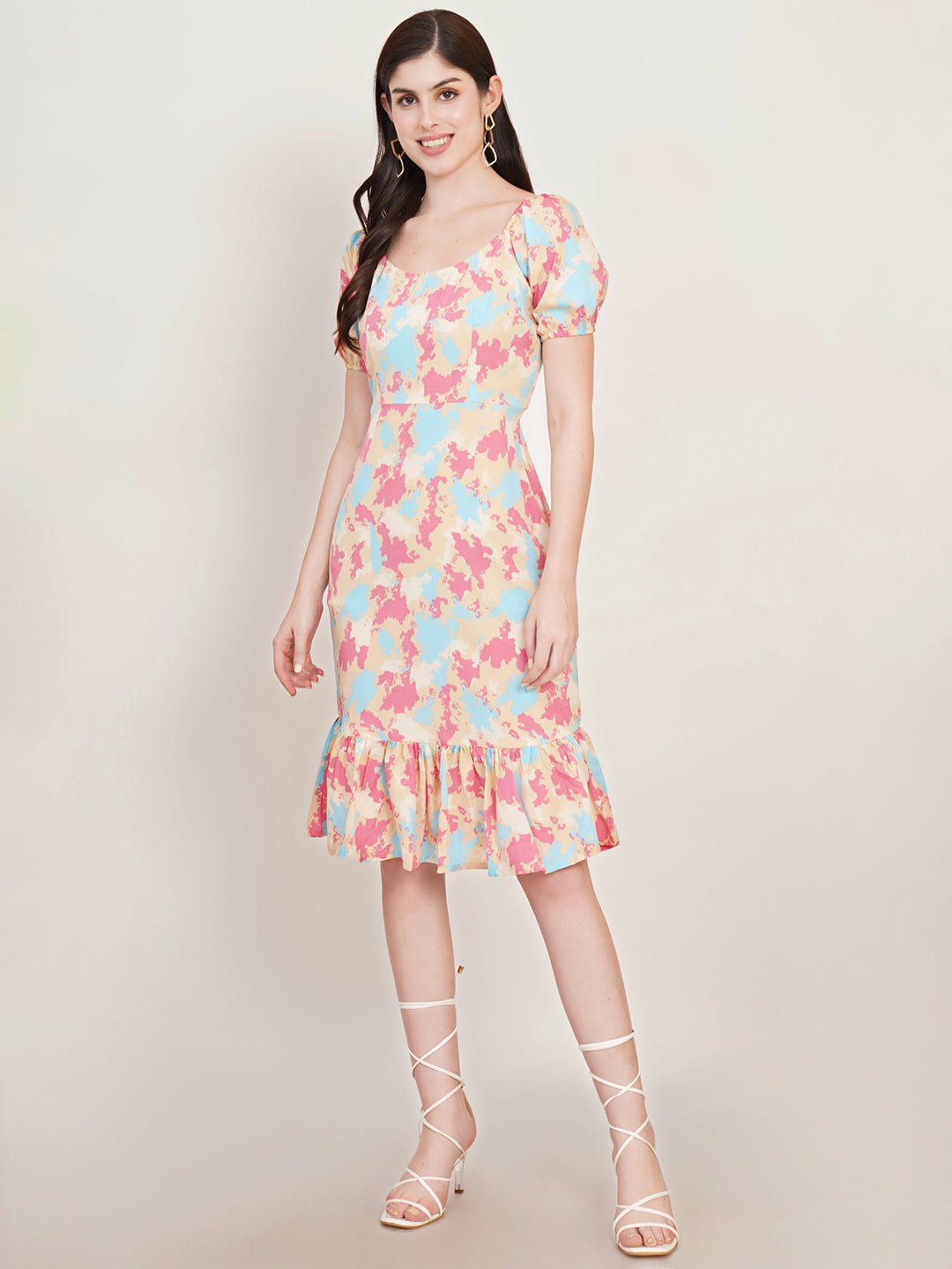 Women Abstract Printed A-Line Dress