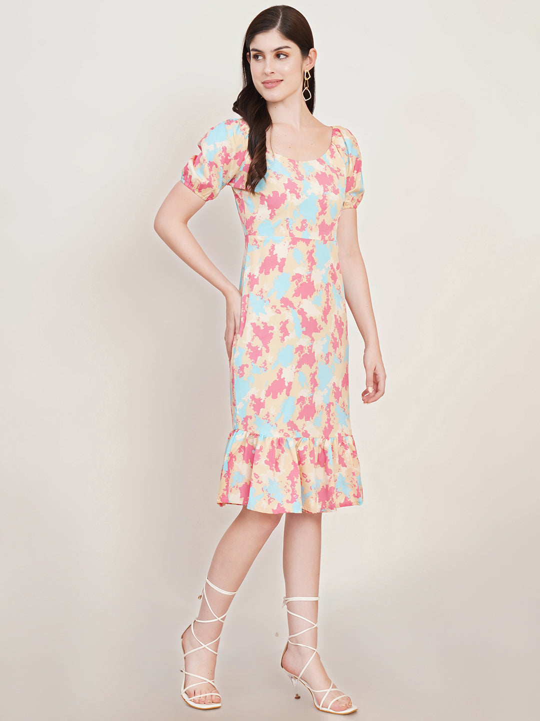Women Abstract Printed A-Line Dress