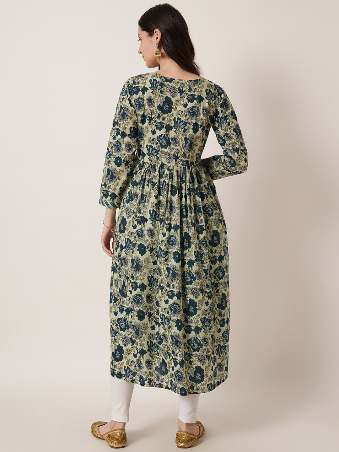 U&F Women Floral Print Empire Cotton Kurti