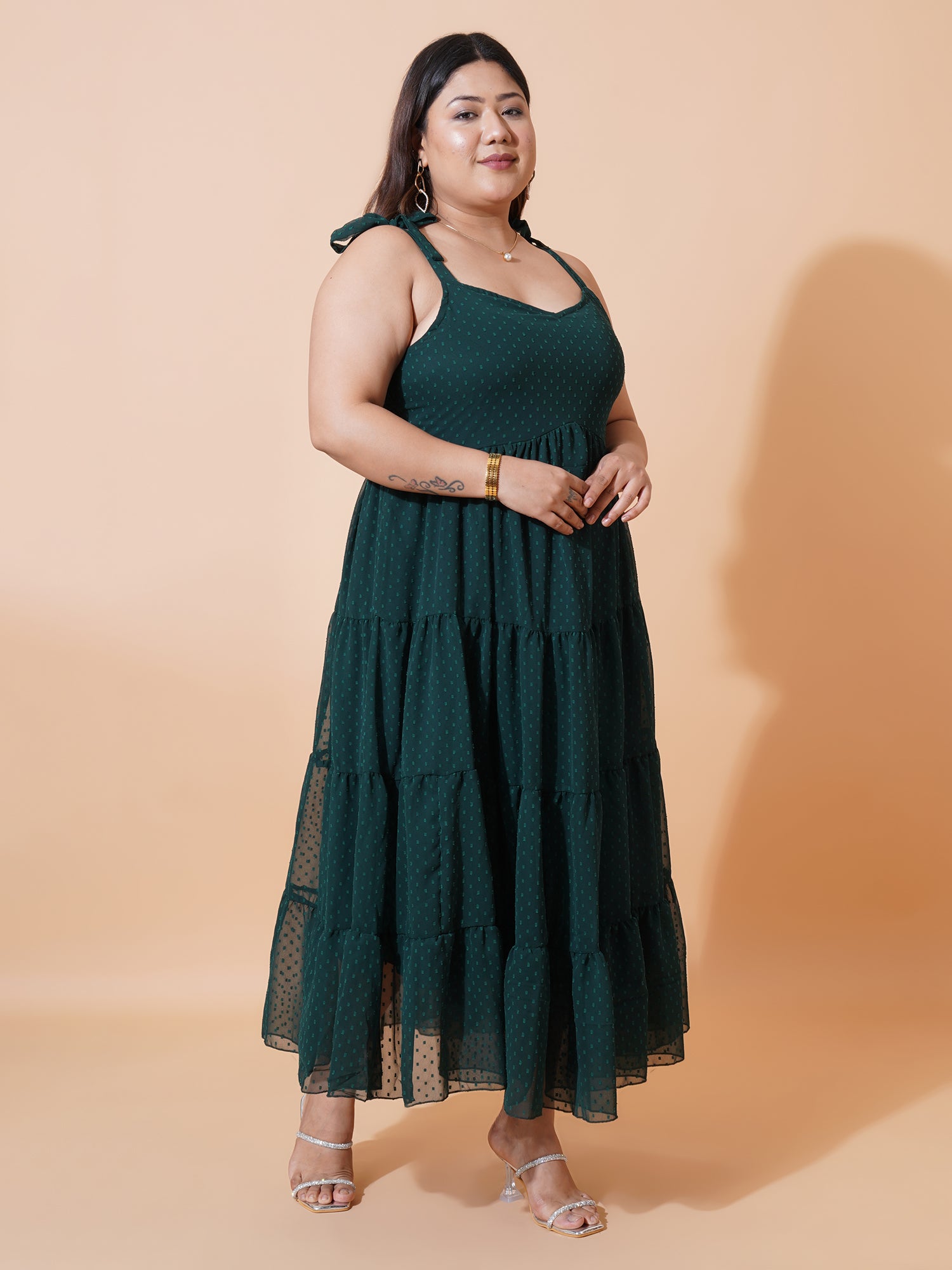 Women Plus Size Georgette Fit & Flare Maxi Dress