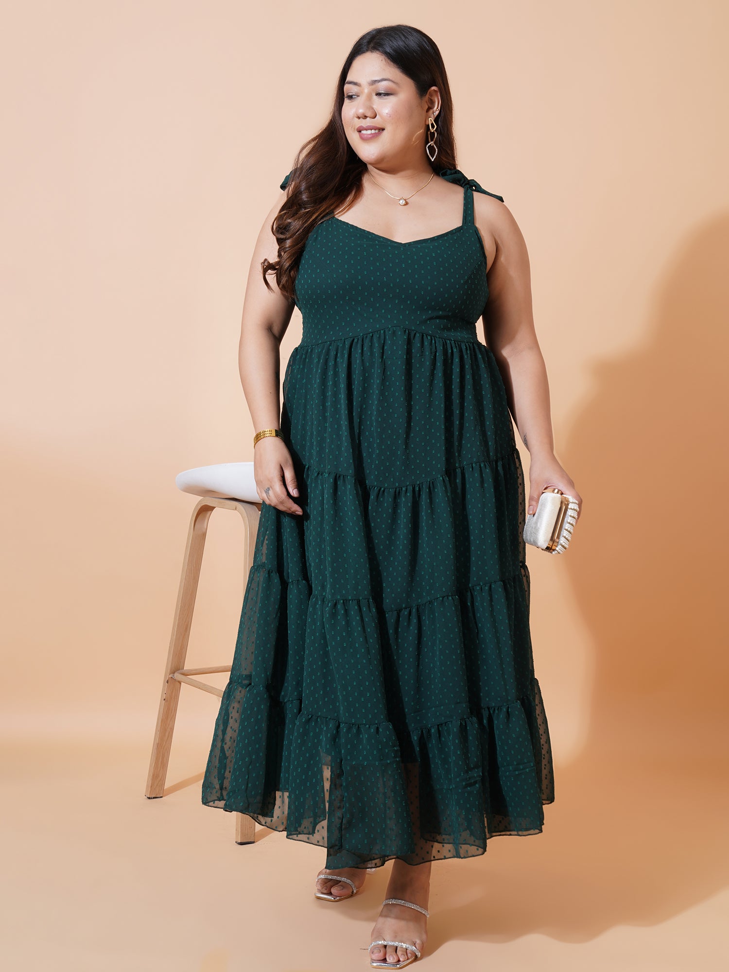 Women Plus Size Georgette Fit & Flare Maxi Dress