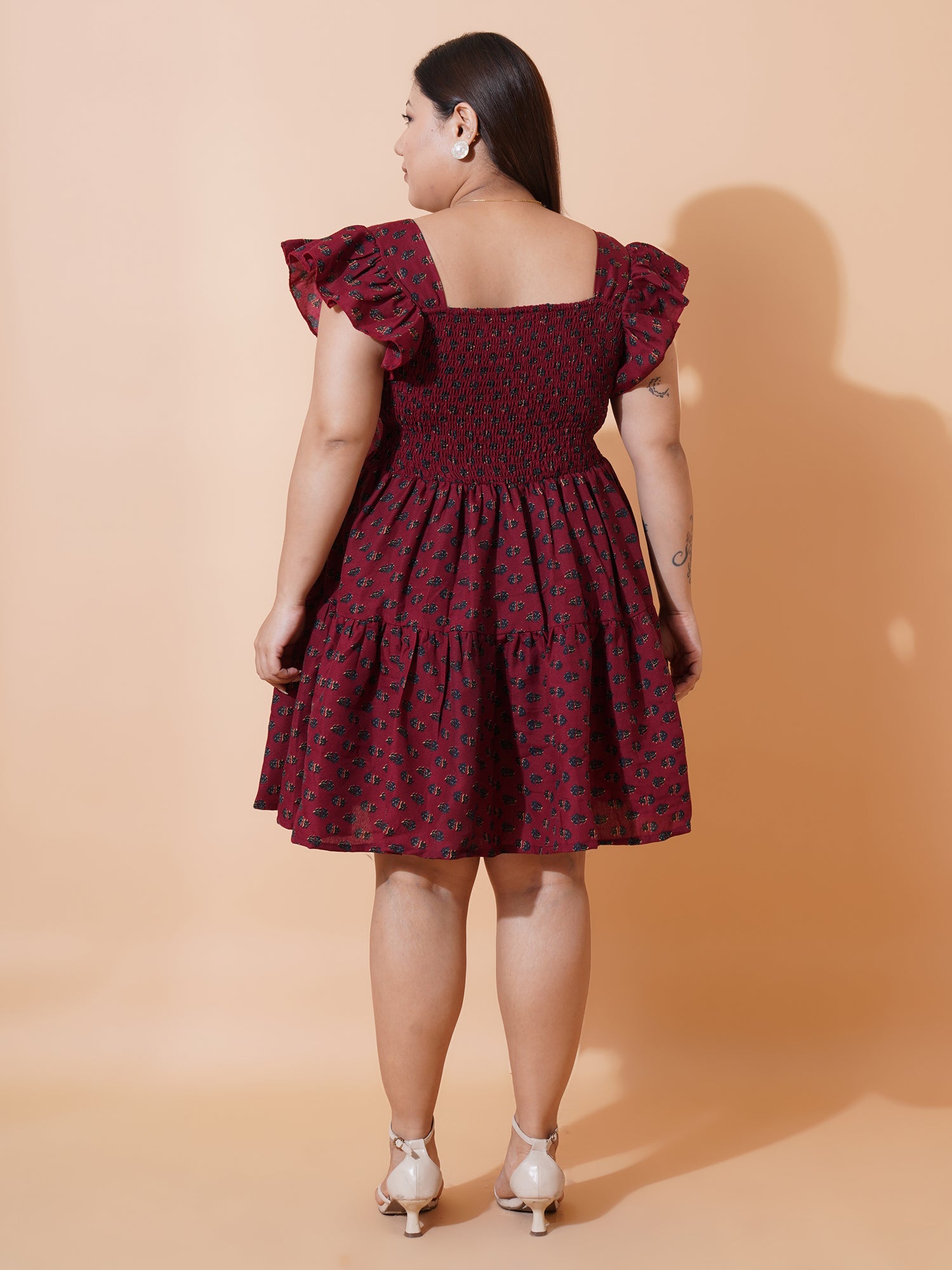 Women Plus Size Floral Print Ruffled Fit & Flare Dress