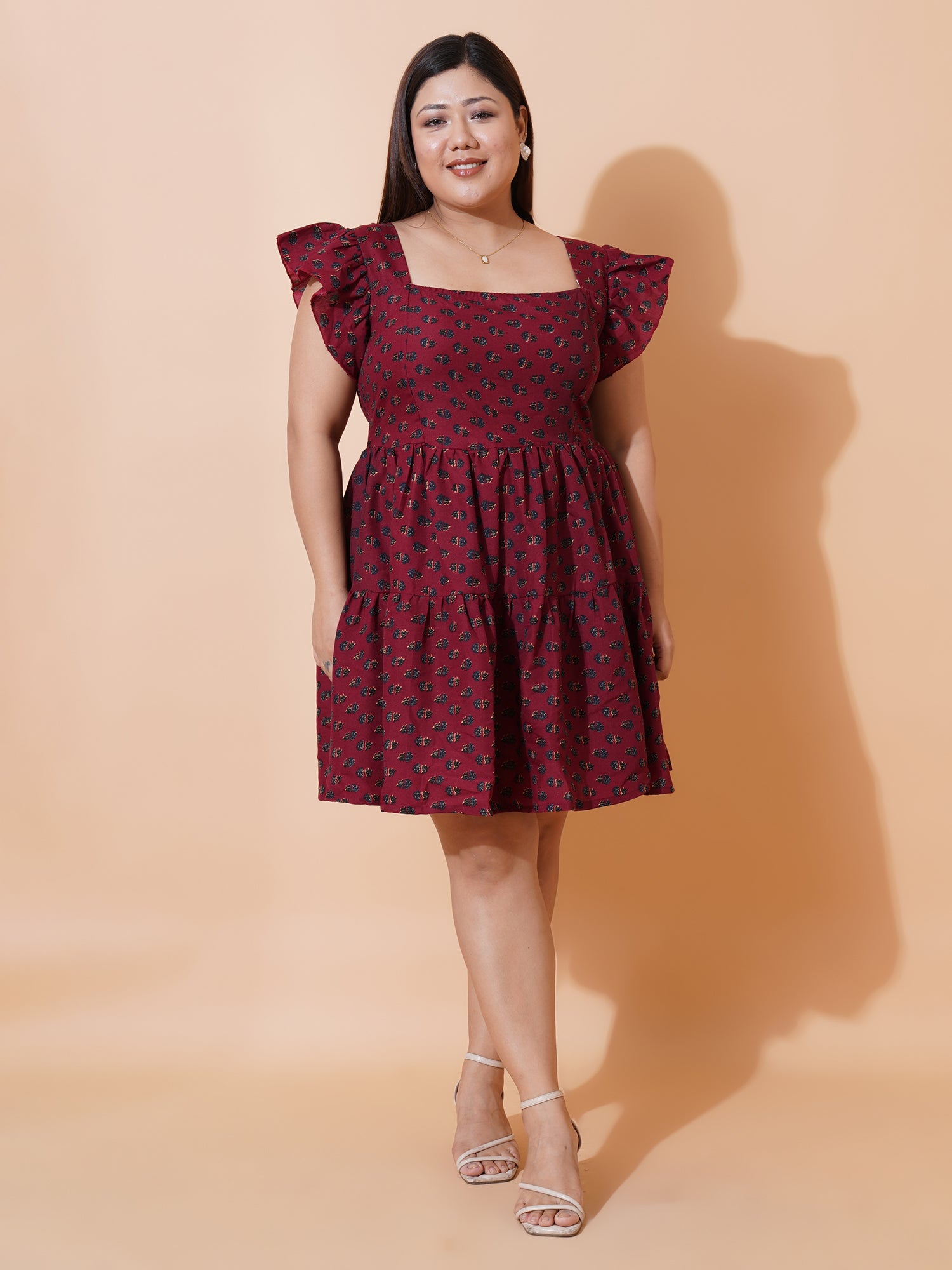 Women Plus Size Floral Print Ruffled Fit & Flare Dress