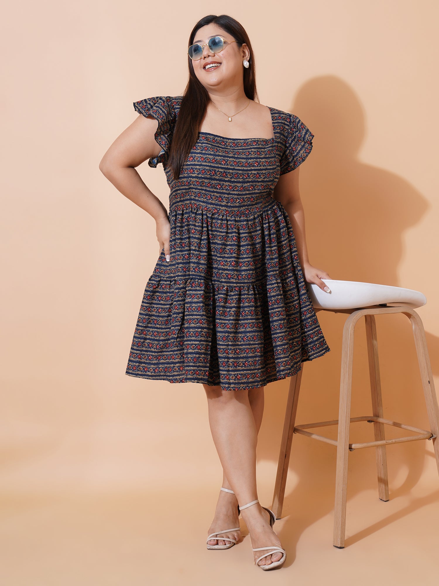 Women Plus Size Floral Print Ruffled Fit & Flare Dress